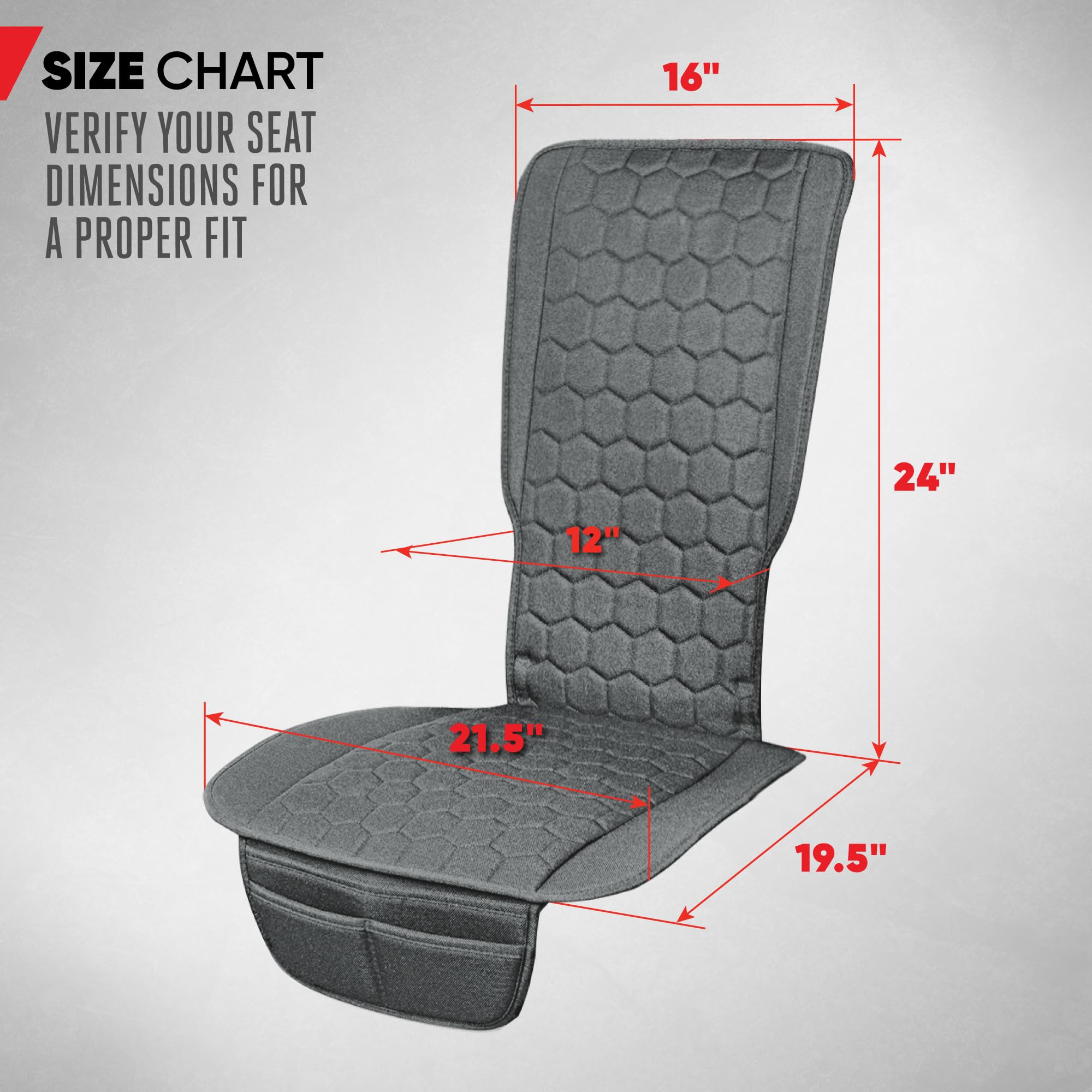 motor-trend-luxefit-gray-seat-cover-1-pack-universal-front-seat-cover-with-stora image 2
