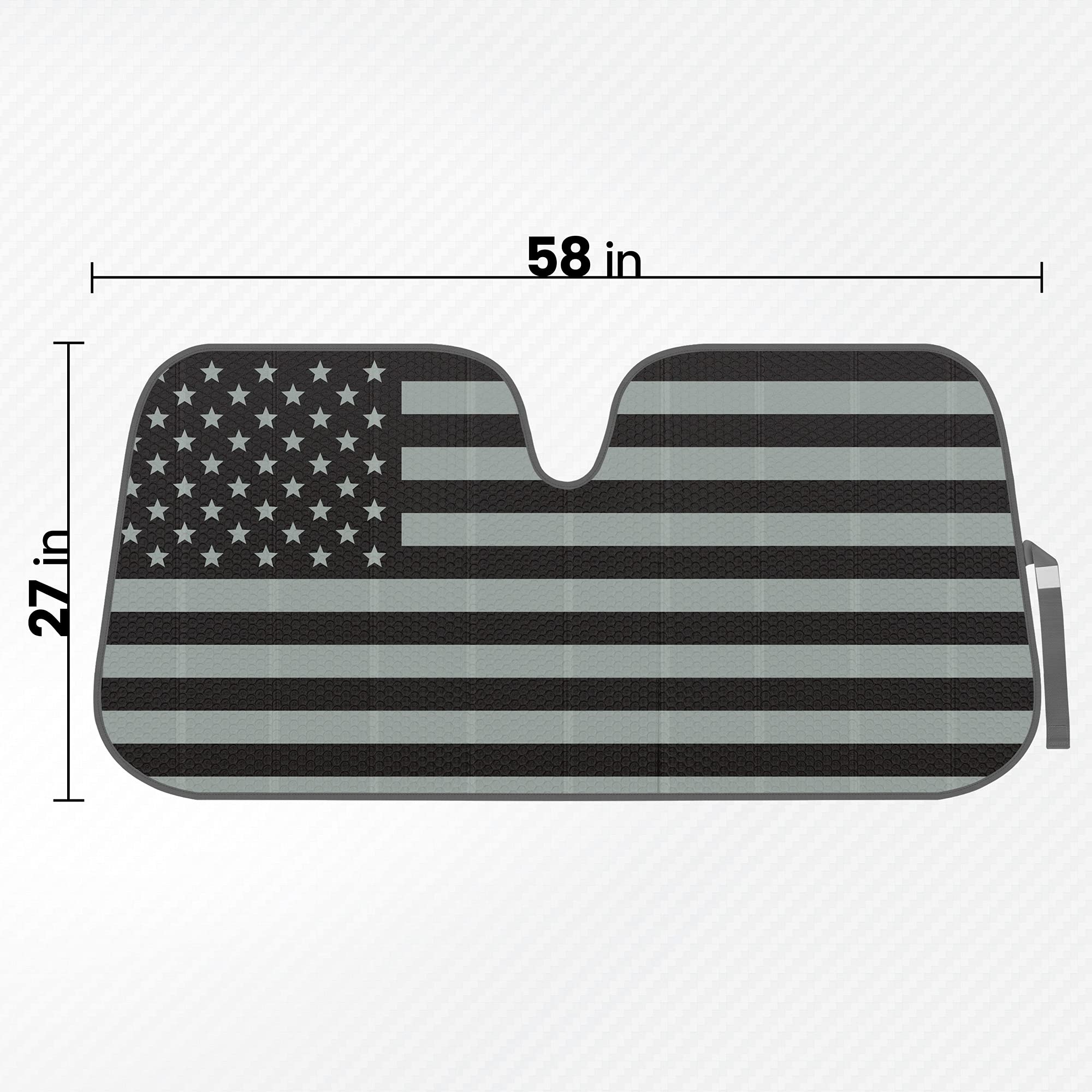 bdk-patriotic-monochrome-usa-flag-double-bubble-windshield-sun-shade-58-x-27-inc image 8