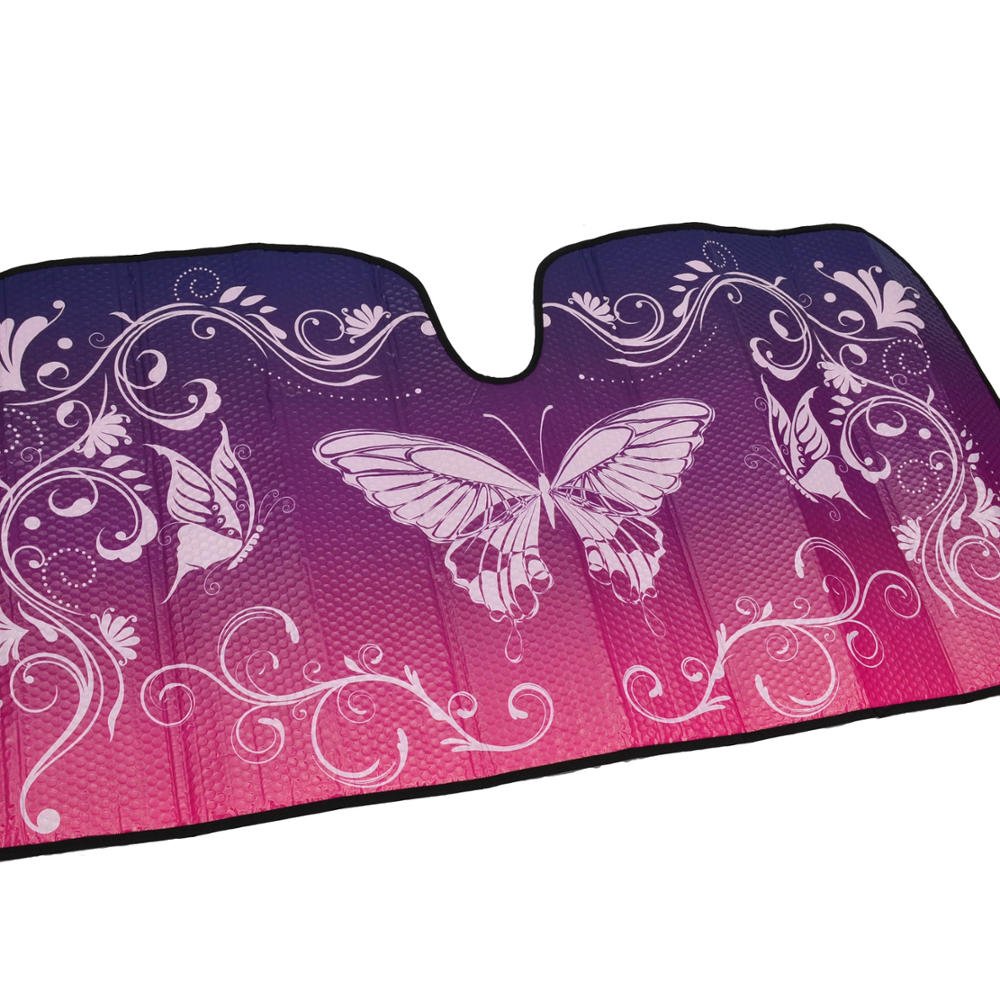 bdk-pink-butterfly-accordion-folding-car-windshield-sun-shade-with-2-side-window image 2