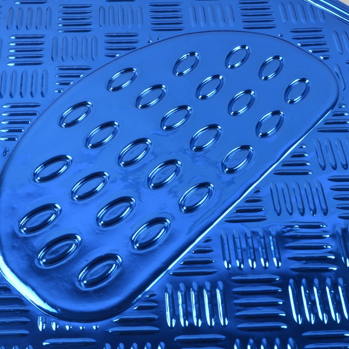 bdk-4-piece-all-weather-universal-fit-floor-mats-metallic-blue-diamond-pattern image 5