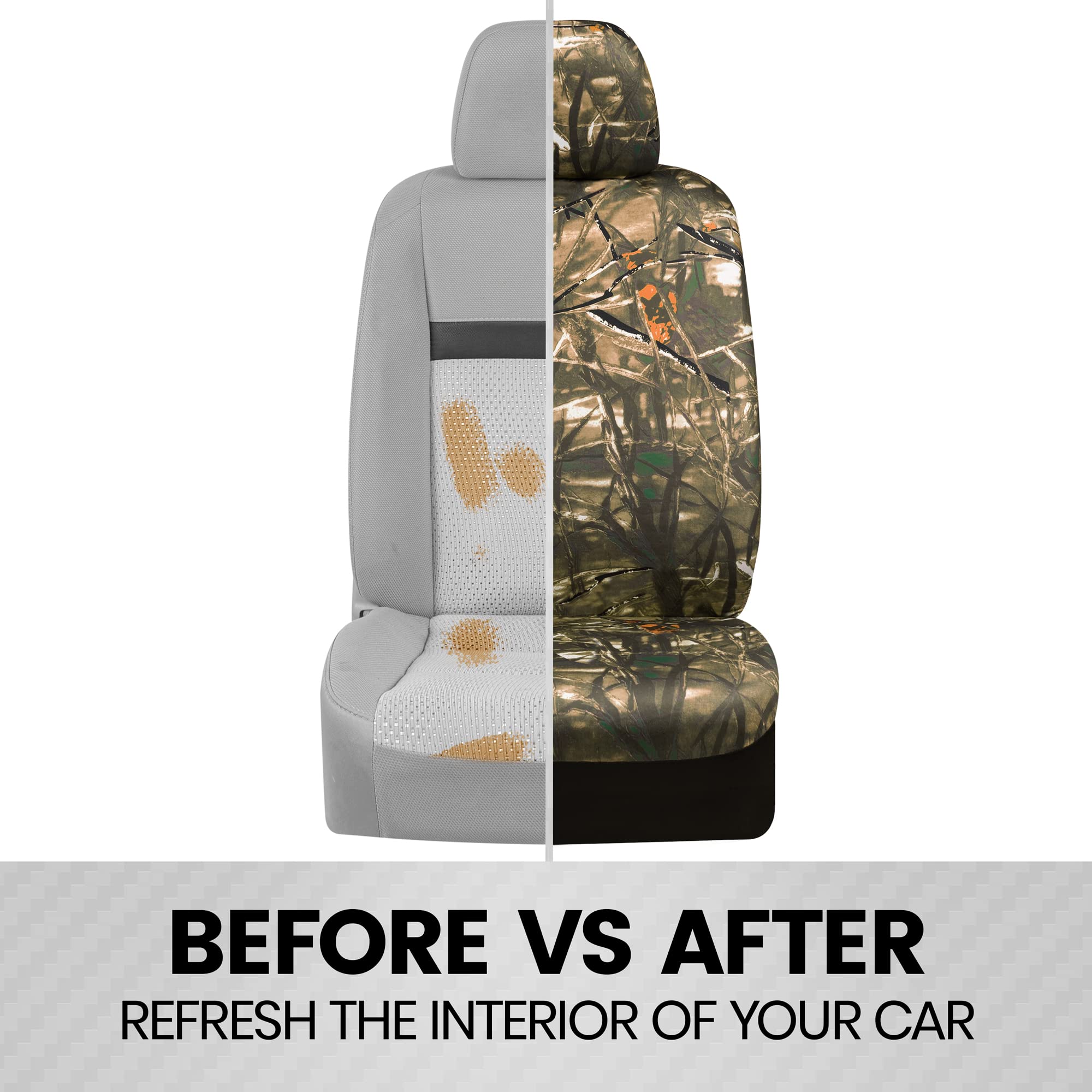 bdk-hunter-camo-car-seat-covers-full-set-with-steering-wheel-cover-and-seat-belt image 7