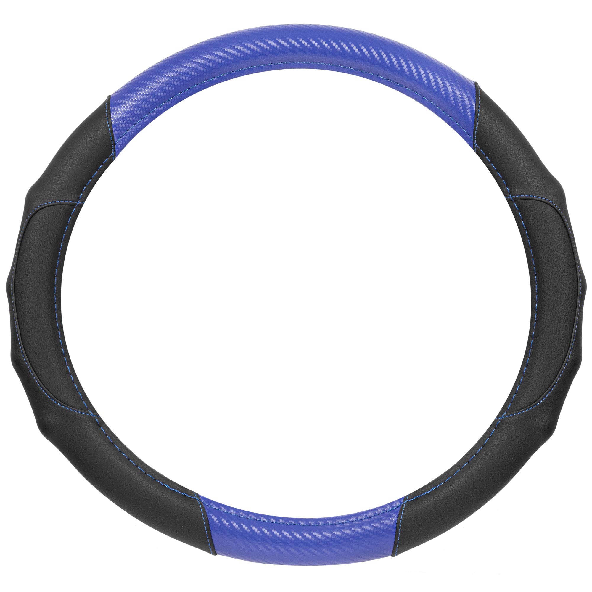 bdk-gripdrive-carbon-fiber-steering-wheel-cover-sporty-faux-leather-fits-15-inch image 2