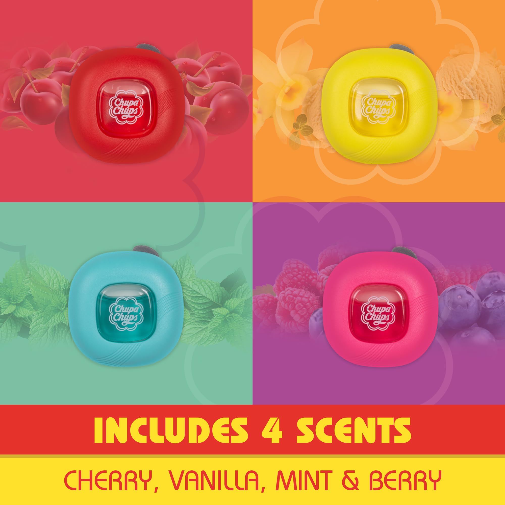 bdk-chupa-chups-car-air-freshener-vent-clips-4-pack-assorted-scents image 2