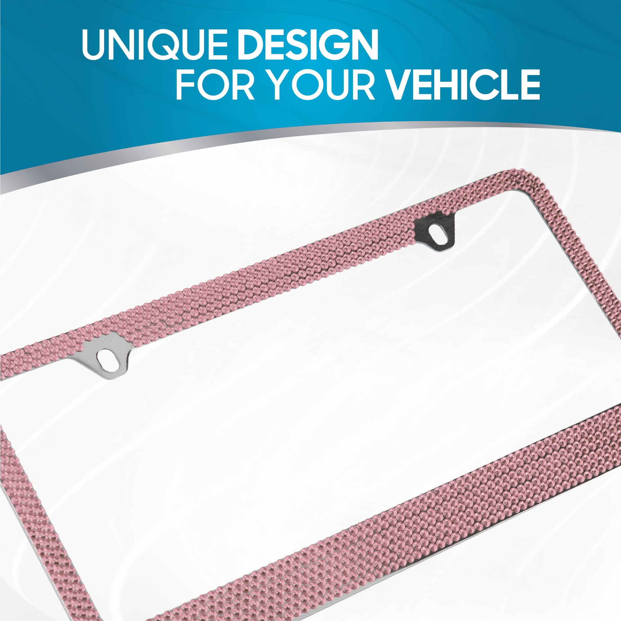 bdk-pink-bling-rhinestone-license-plate-frame-for-women-stainless-steel-weatherp image 2