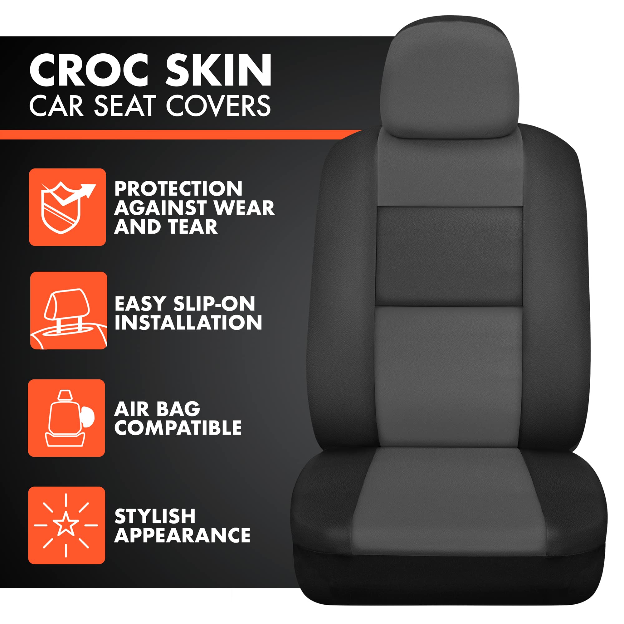 bdk-faux-leather-car-seat-cover-full-set-charcoal-front-rear-split-bench-airbag- image 2