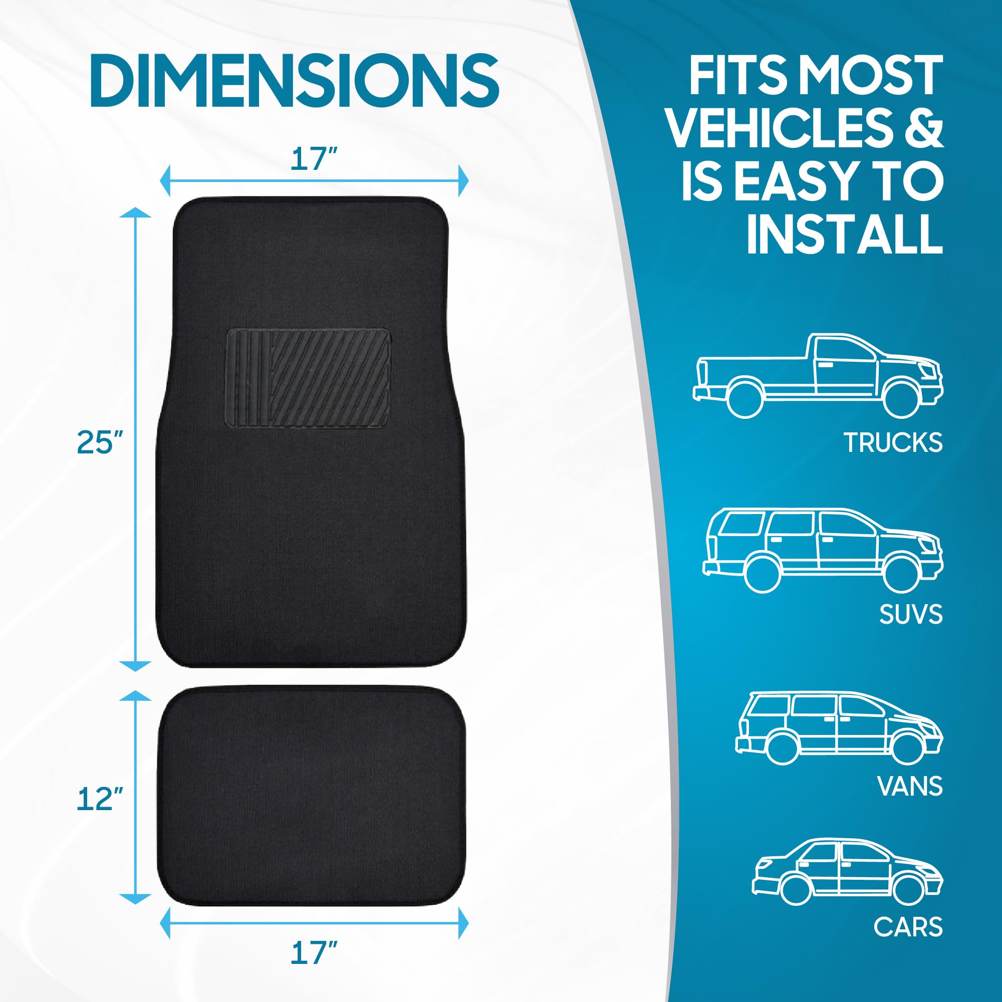 bdk-classic-carpet-floor-mats-front-rear-4-piece-universal-fit-with-heel-pad-bla image 6