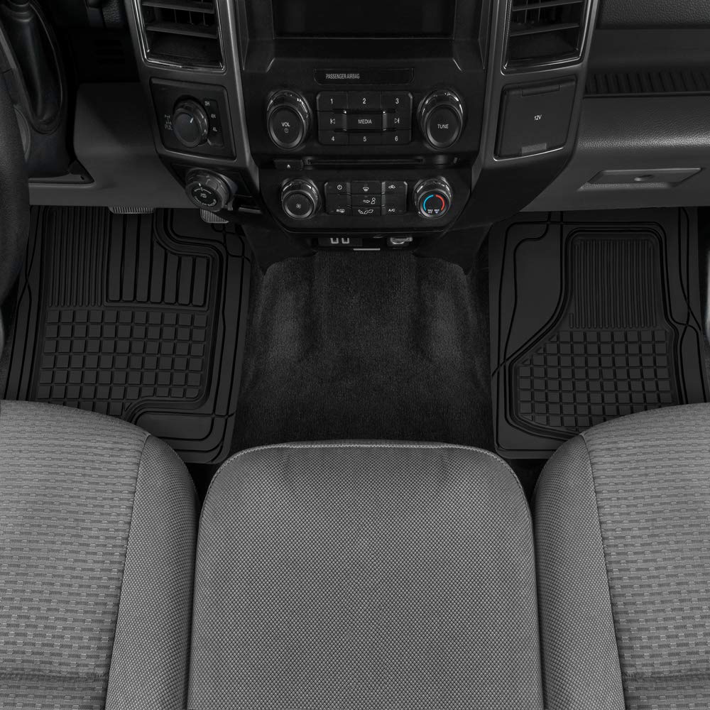 bdk-cat-large-2-piece-heavy-duty-all-weather-rubber-car-floor-mats-trunk-cargo-m image 4