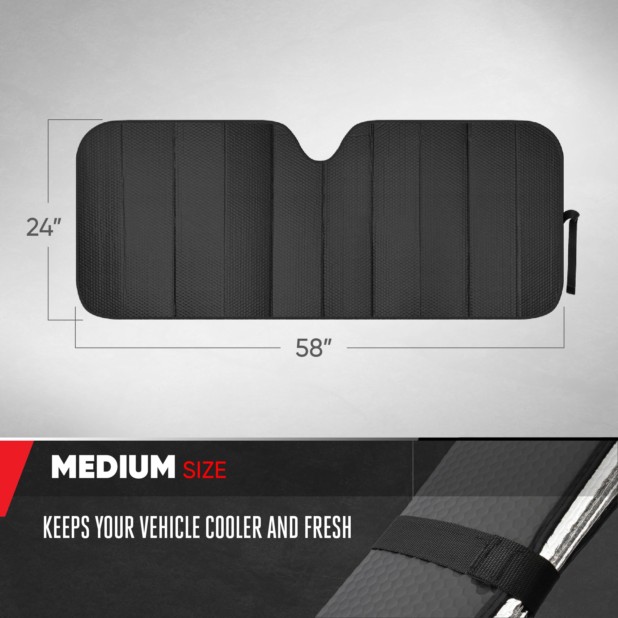 motor-trend-black-front-windshield-sun-shade-with-static-cling-side-window-shade image 3