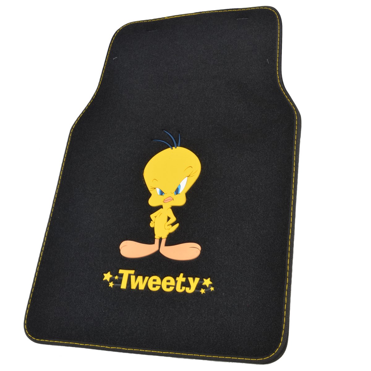 bdk-universal-fit-plush-carpet-floor-mats-4-piece-set-tweety-bird-attitude-desig image 2