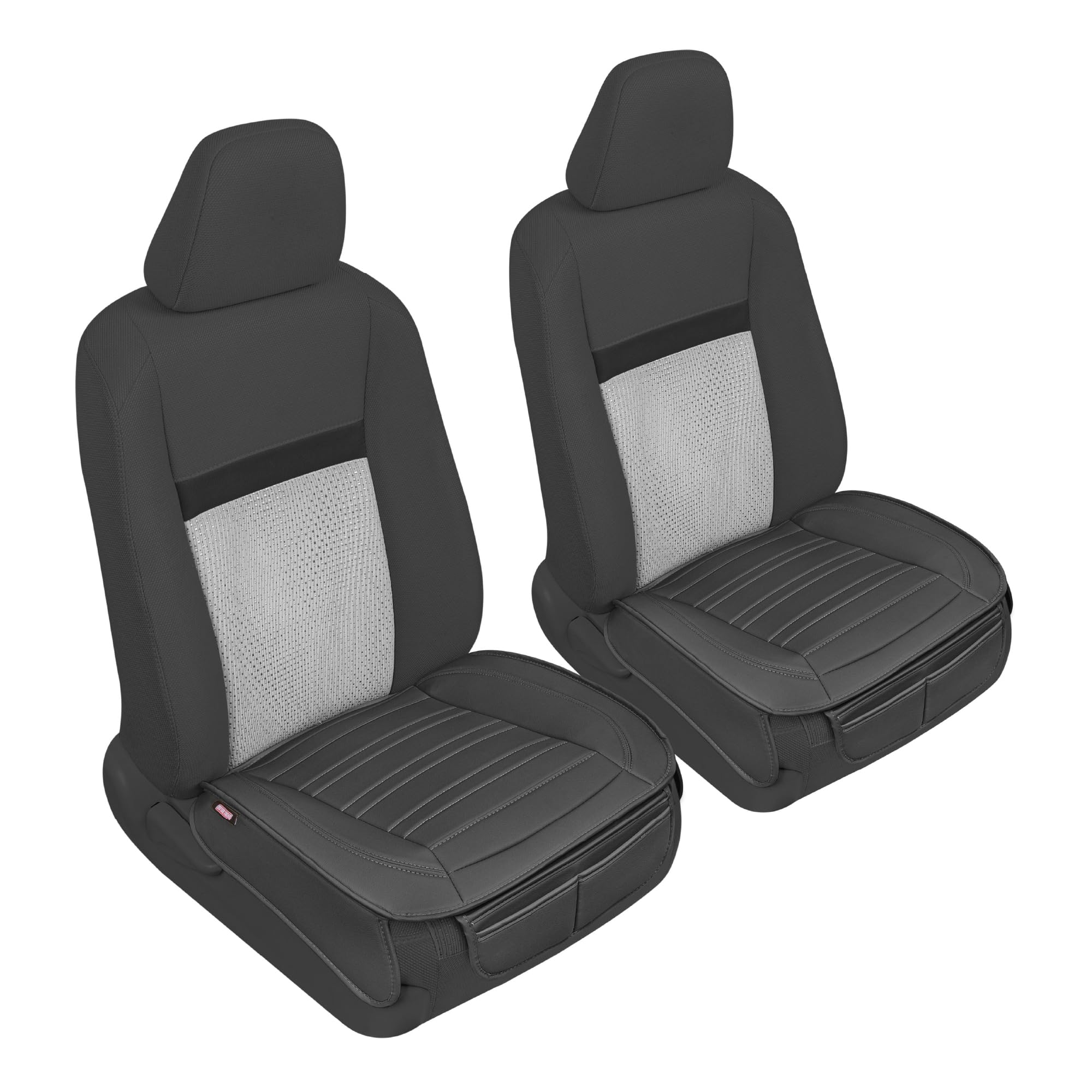 motor-trend-faux-leather-padded-bottom-seat-covers-with-storage-pockets-2-pack-b image 8