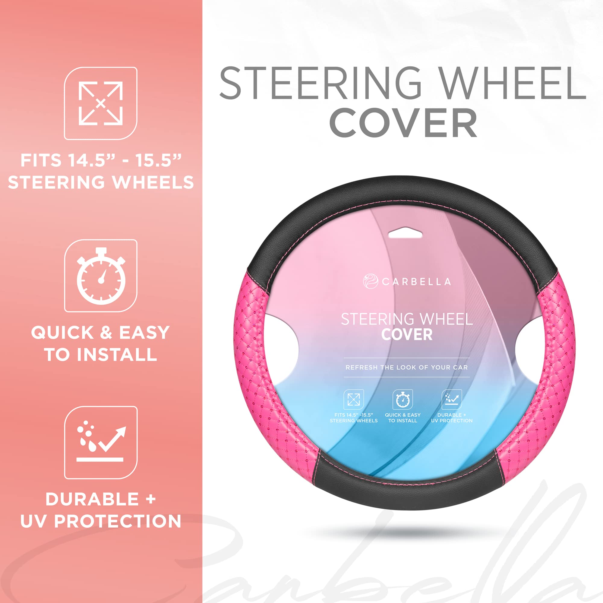 bdk-pink-sequin-bling-steering-wheel-cover-15-inch-fits-most-vehicles image 2