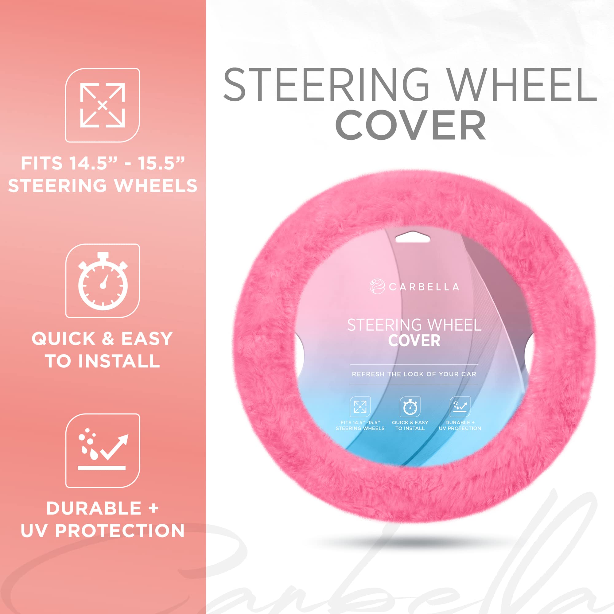 bdk-steering-wheel-cover-for-women-faux-fur-pink-plush-soft-grip-universal-fit-1 image 2