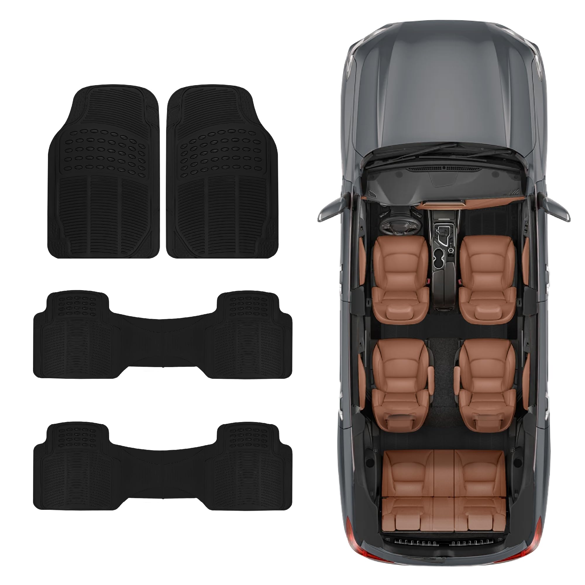 bdk-proliner-original-heavy-duty-4-piece-rubber-floor-mats-front-rear-3rd-row-un image 2