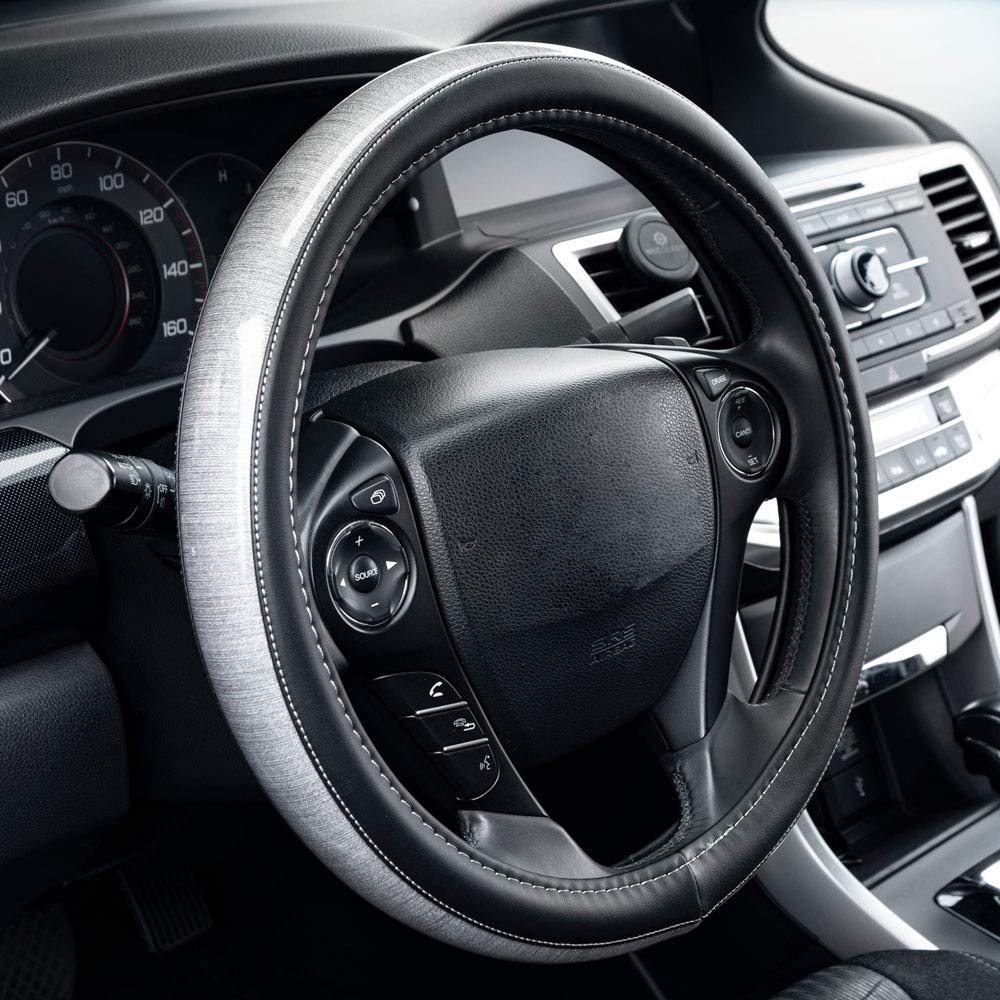 bdk-carbella-glitter-steering-wheel-cover-silver-14-5-15-inch image 6
