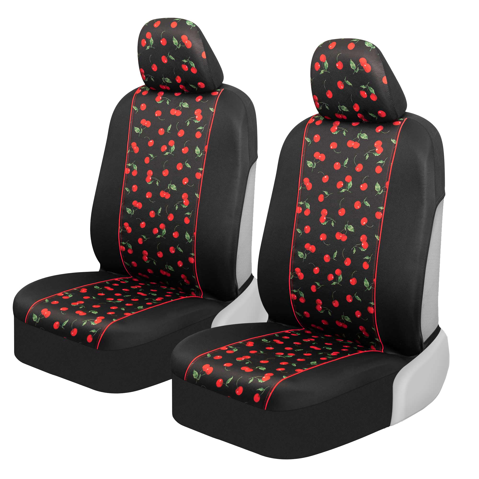 bdk-red-cherry-front-seat-covers-2-pack-classic-print-sideless-design-for-airbag image 1