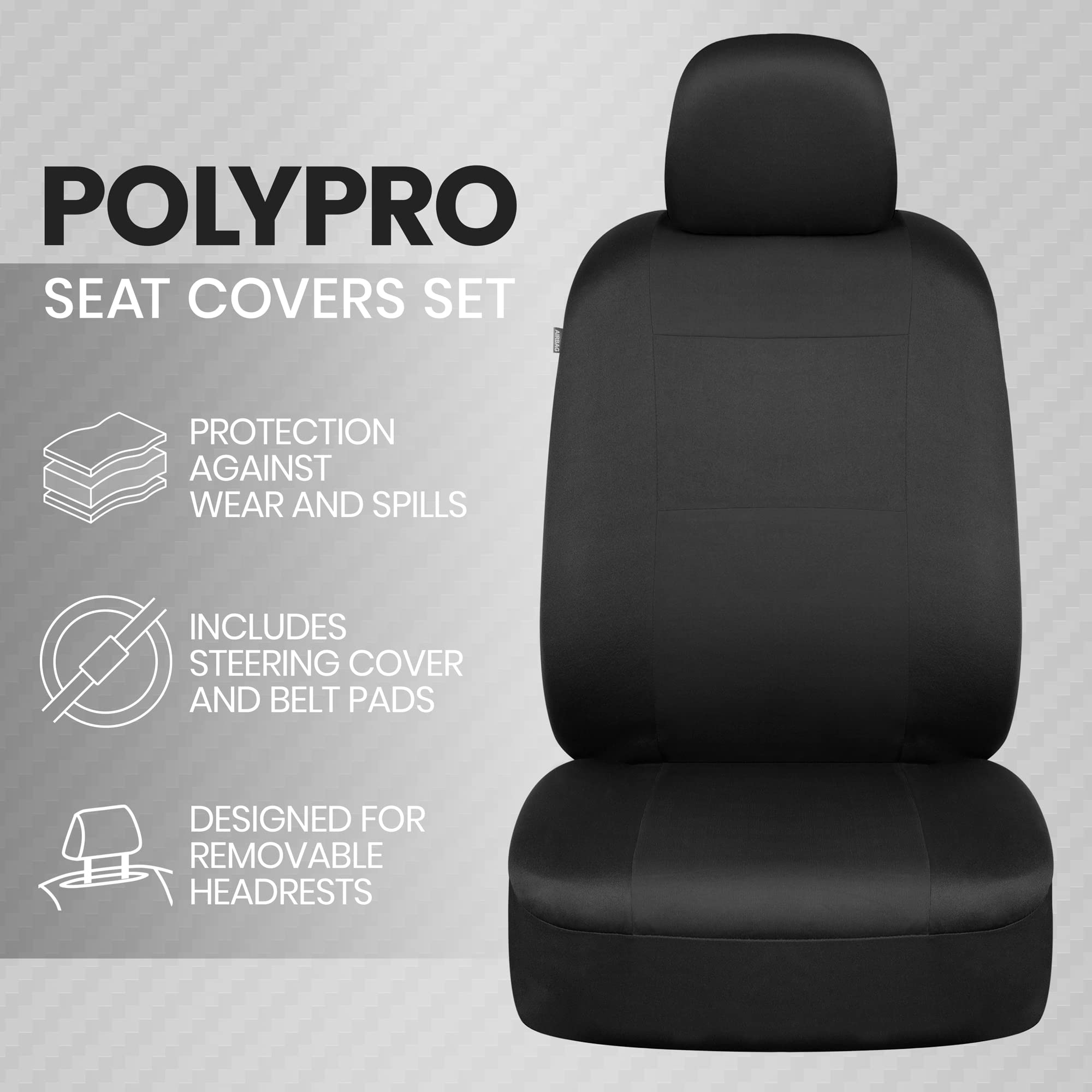 bdk-polypro-car-seat-covers-full-set-in-solid-black-front-and-rear-split-bench-i image 2