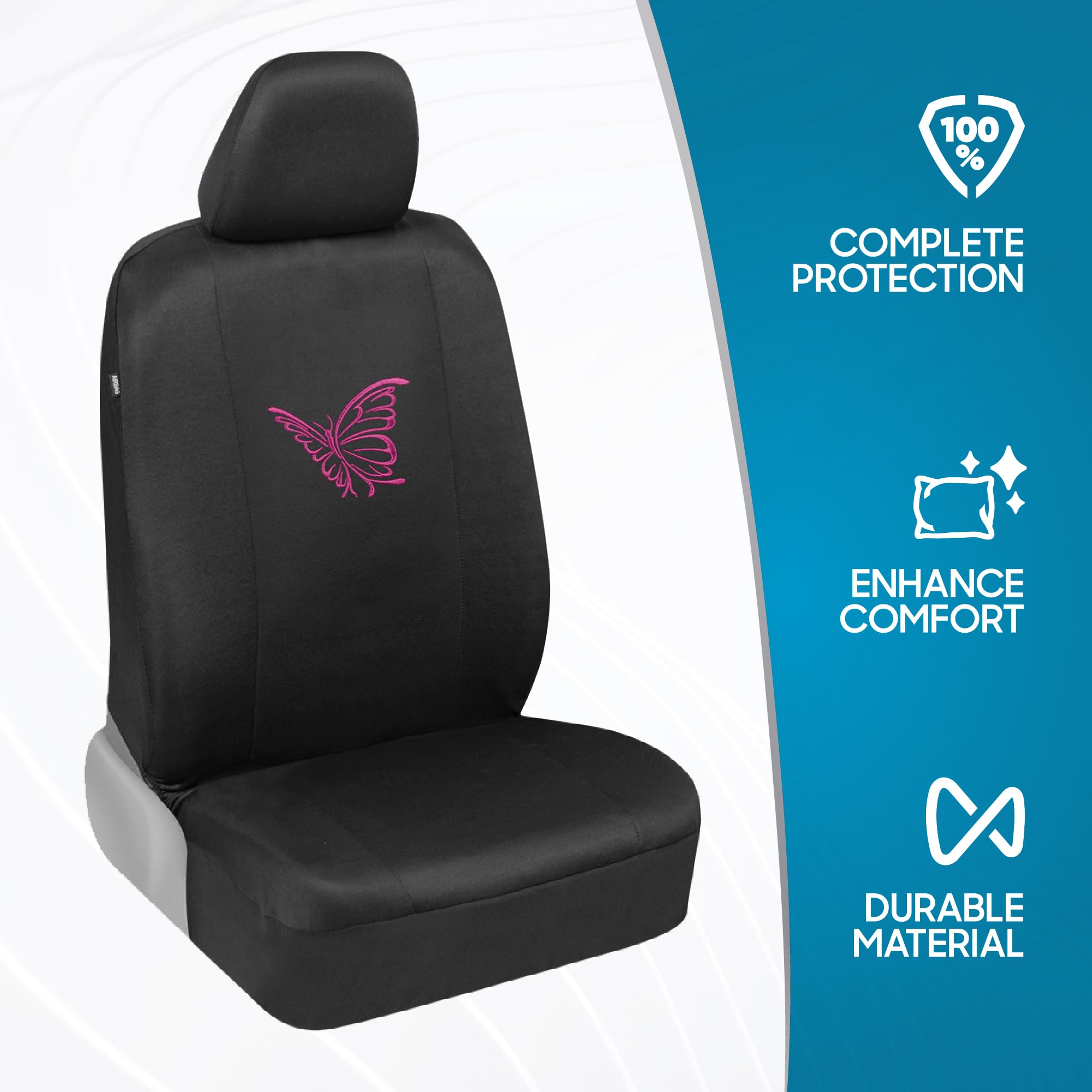 bdk-pink-butterfly-print-car-seat-covers-full-set-with-steering-wheel-cover-seat image 2