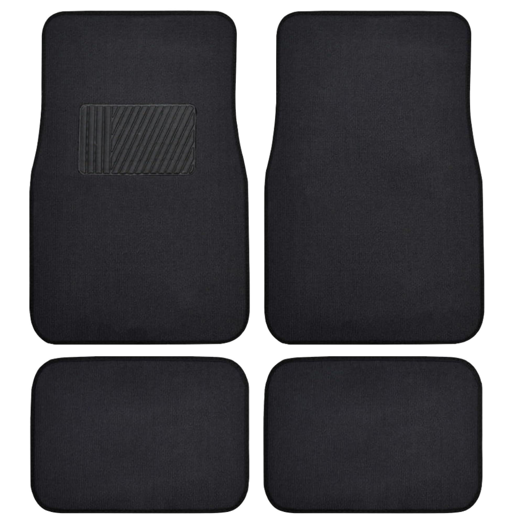 bdk-classic-carpet-floor-mats-front-rear-4-piece-universal-fit-with-heel-pad-bla image 1