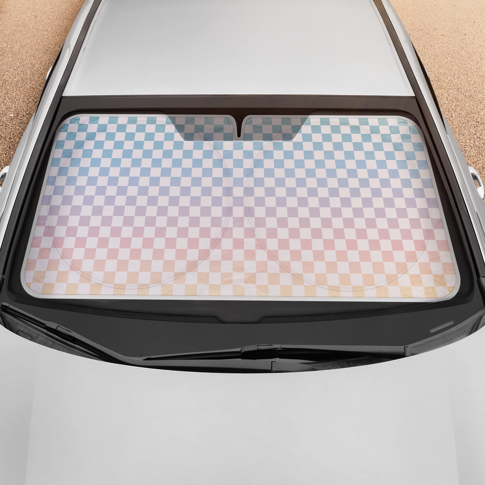 bdk-checker-gradient-jumbo-windshield-sun-shade-64-x32 image 3