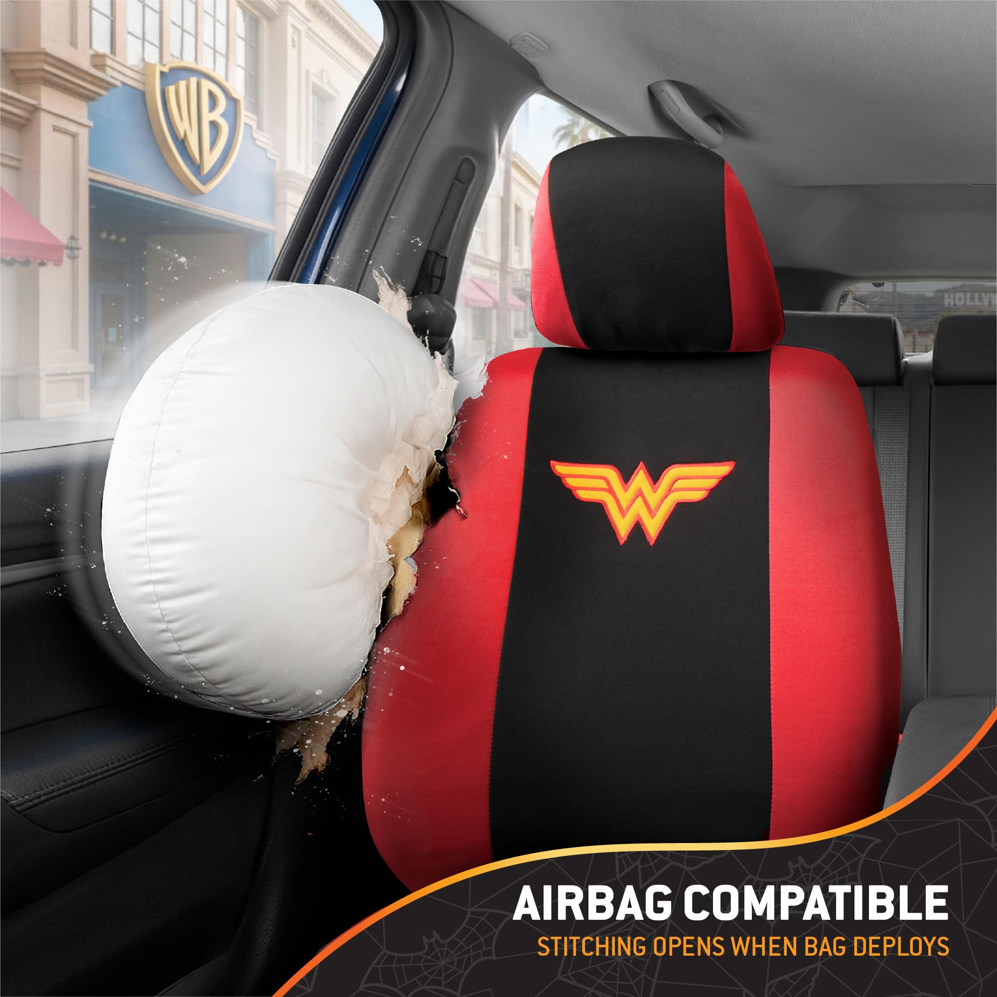 bdk-wonder-woman-9-piece-car-seat-cover-set-warner-bros-licensed-front-rear-poly image 8