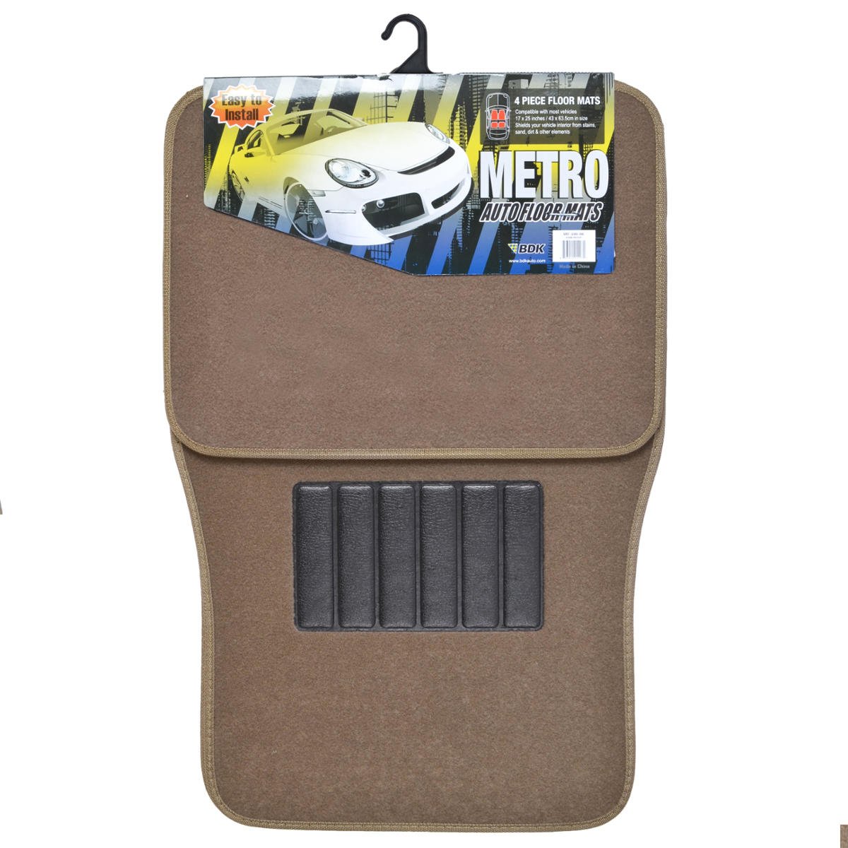 bdk-universal-carpet-car-mats-4-piece-with-heel-pad-little-tree-air-freshener image 2
