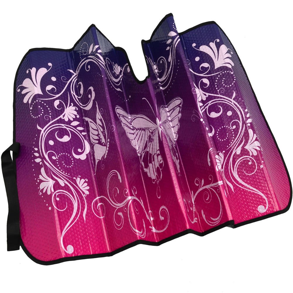 bdk-pink-butterfly-accordion-folding-car-windshield-sun-shade-with-2-side-window image 4