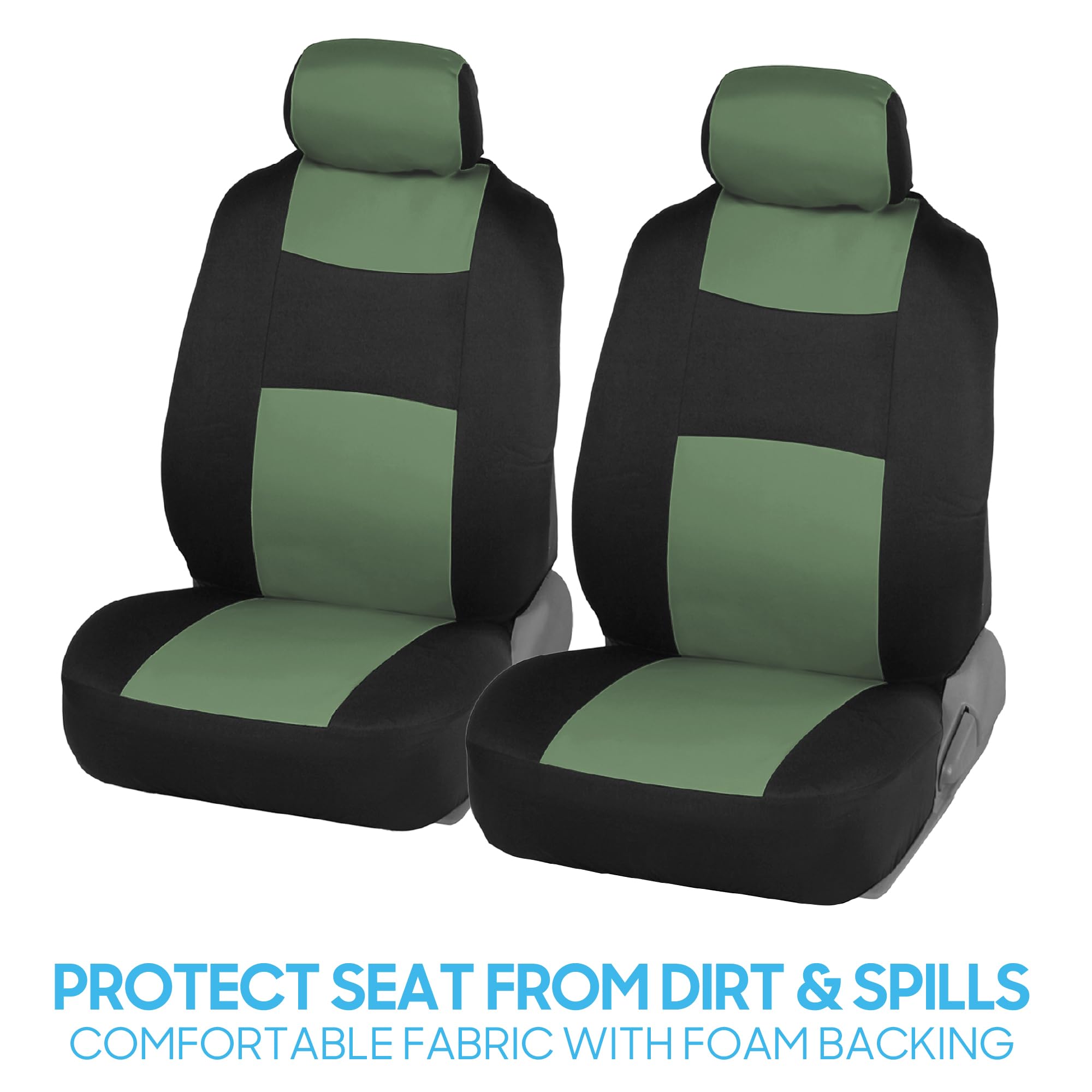 bdk-polypro-full-set-car-seat-covers-front-rear-black-green image 3