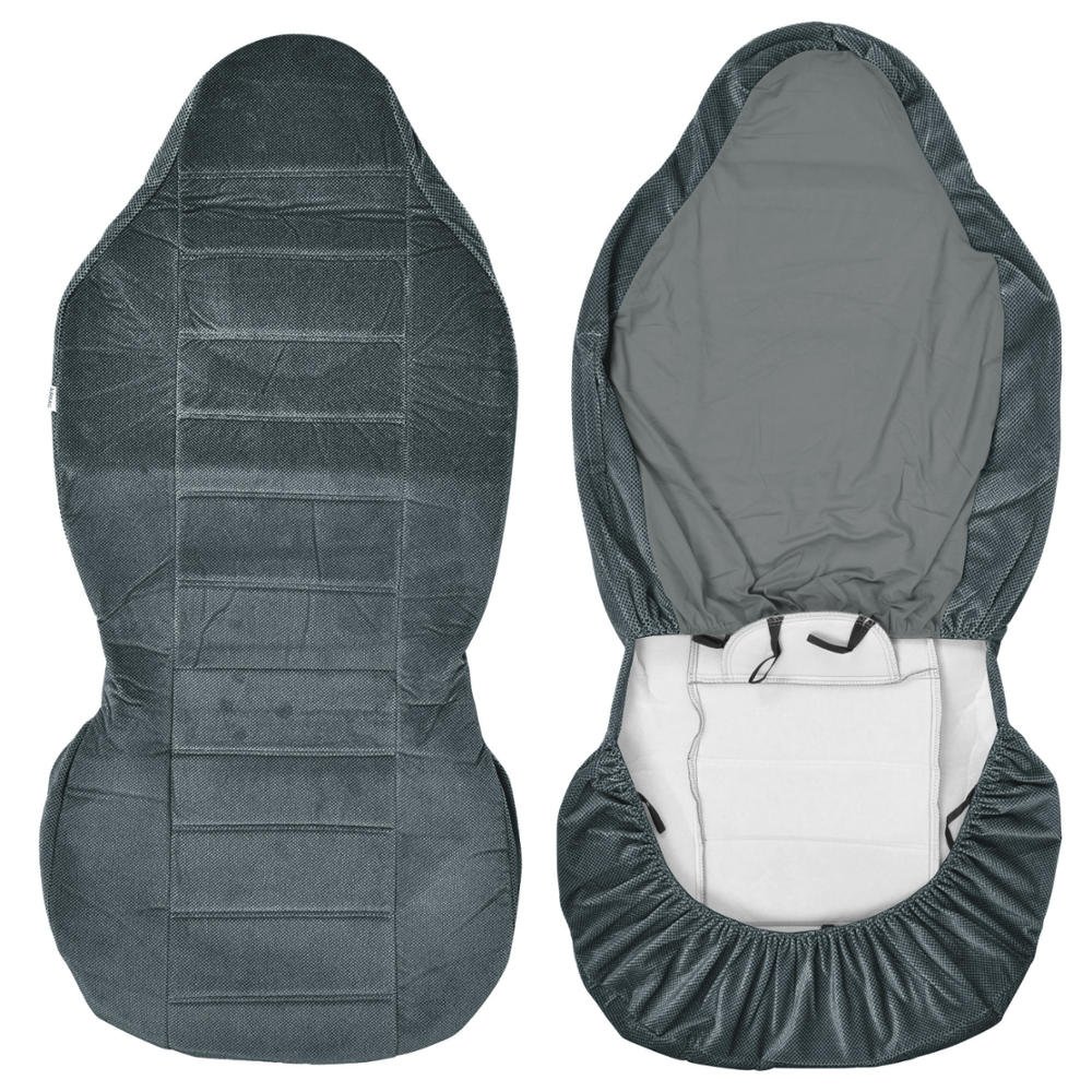 bdk-charcoal-dotted-cloth-regal-style-2-piece-premium-high-back-auto-seat-covers image 7