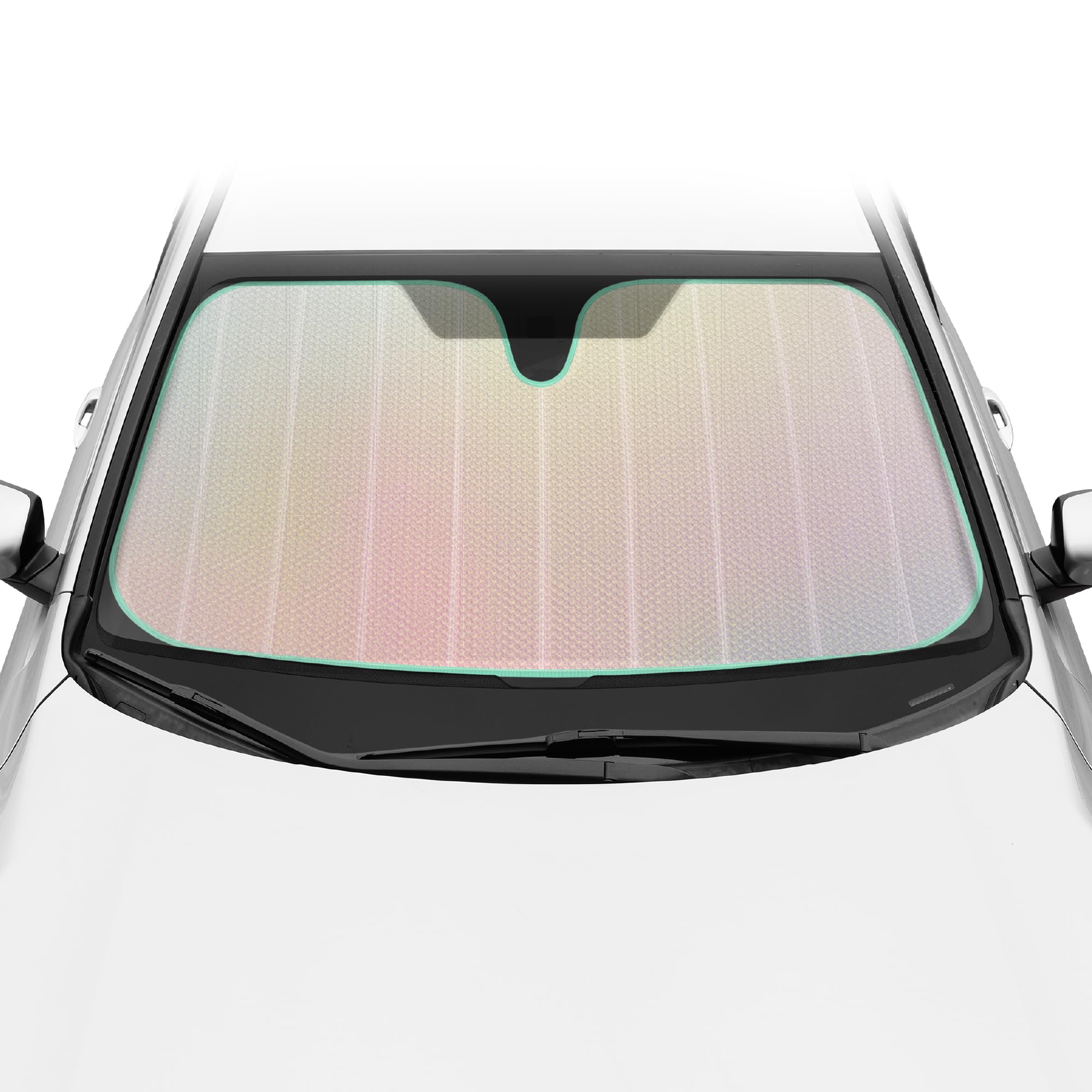 bdk-iridescent-matte-white-windshield-sunshade-accordion-folding-uv-protector-fo image 4