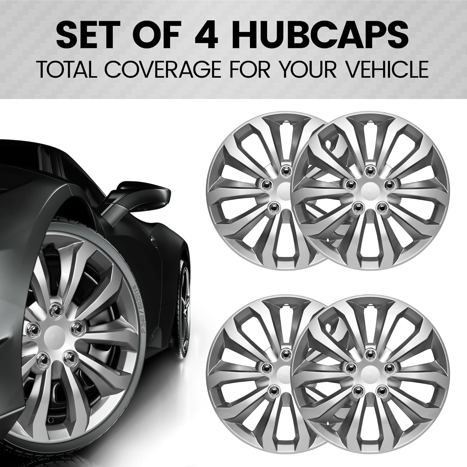 bdk-premium-silver-and-gunmetal-hubcaps-for-16-steel-wheels-universal-fit-4-pack image 6
