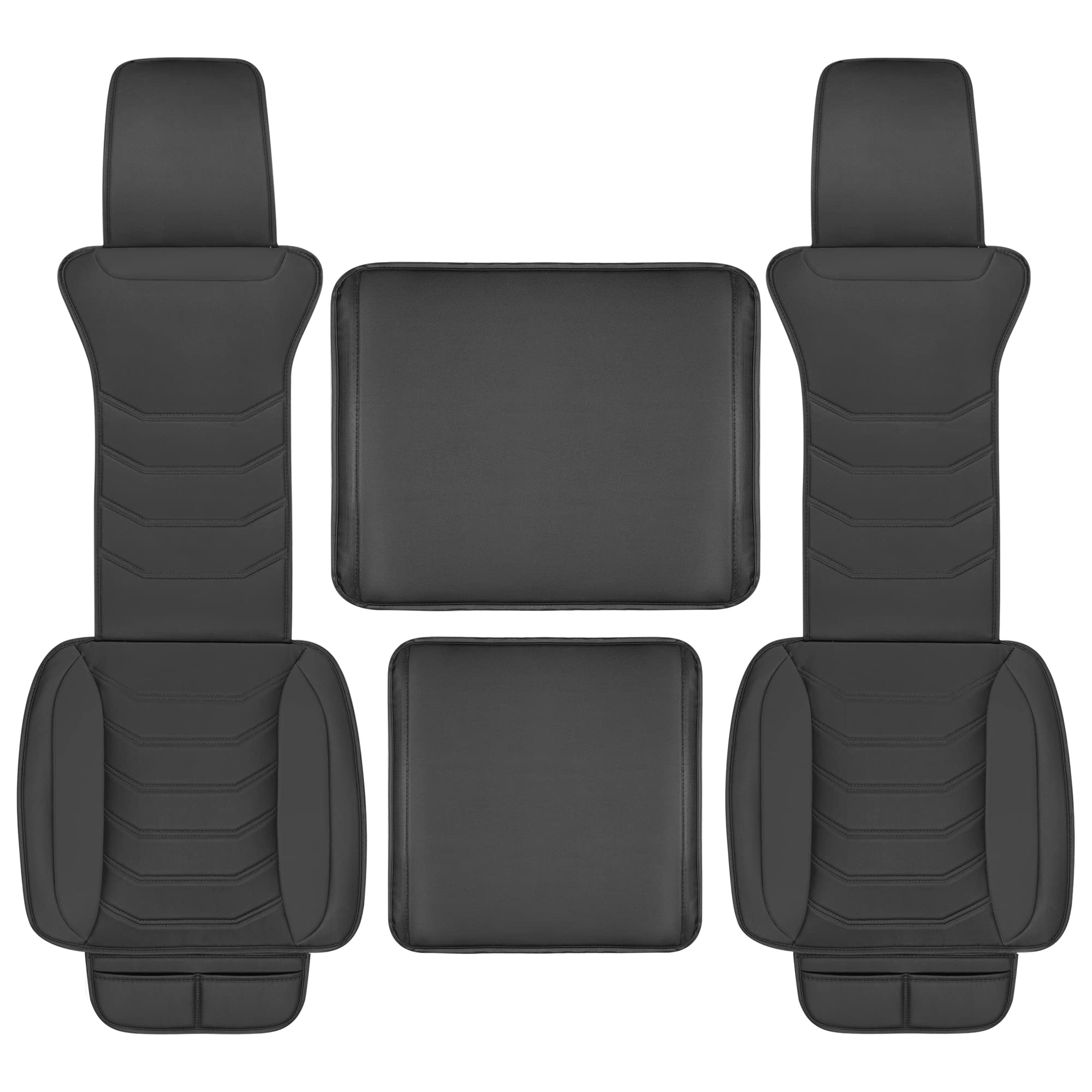 motor-trend-luxefit-black-faux-leather-rear-bench-seat-cover-padded-adjustable-w image 4