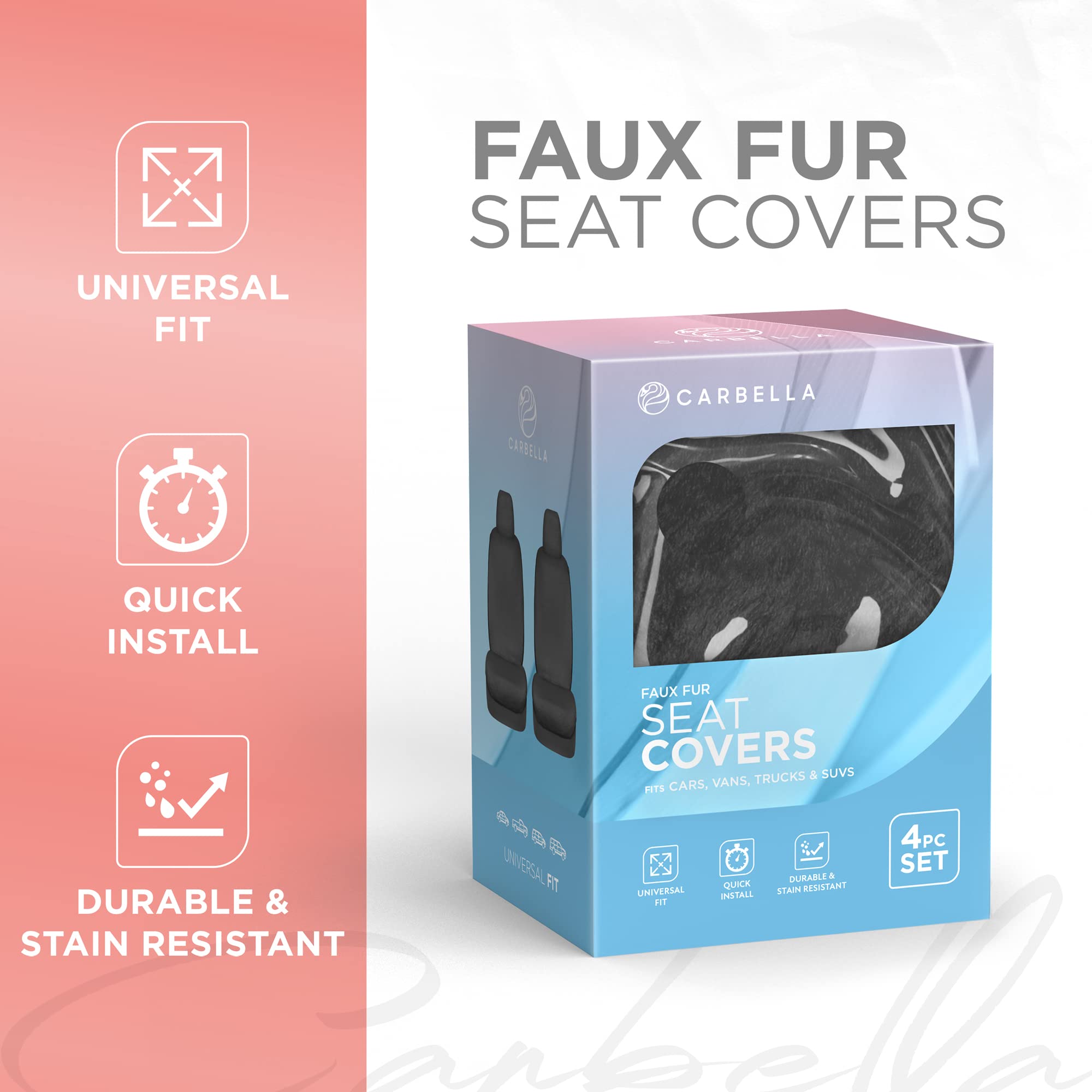 bdk-carbella-sheepskin-faux-fur-car-seat-covers-2-pack-front-seats-black image 2