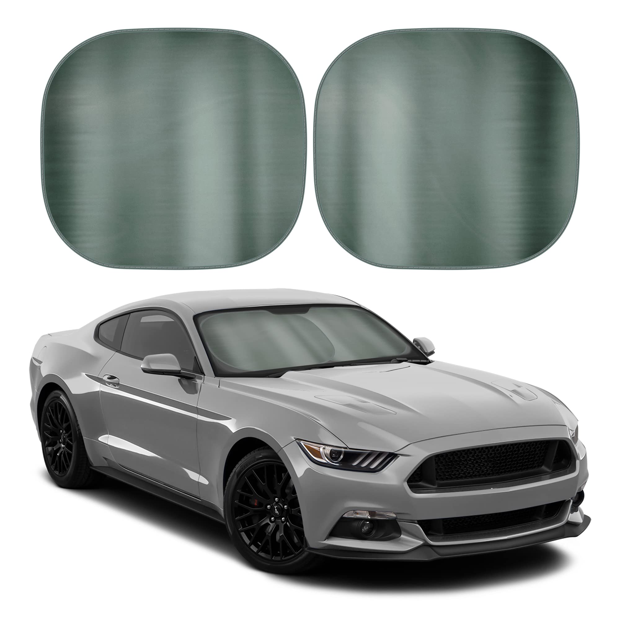 bdk-2-piece-metallic-charcoal-gray-car-window-sun-shade-universal-front-windshie image 1