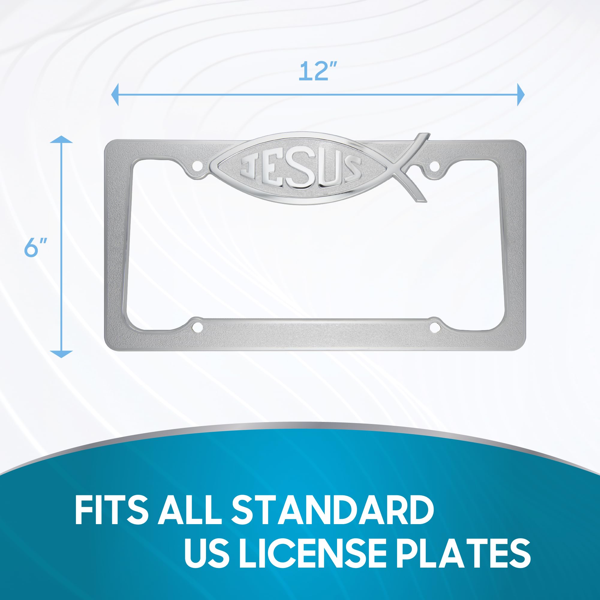 bdk-christian-jesus-fish-license-plate-frame-2-pack-stainless-steel-chrome-unive image 3