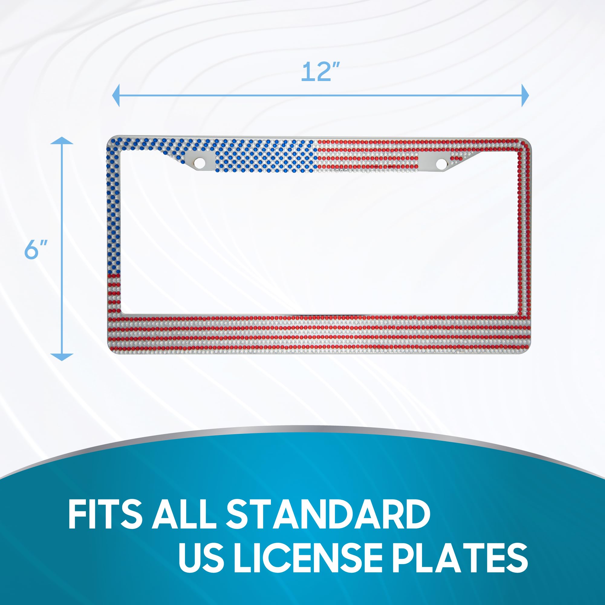 bdk-usa-flag-rhinestone-license-plate-frame-heavy-duty-rust-proof-stainless-stee image 3