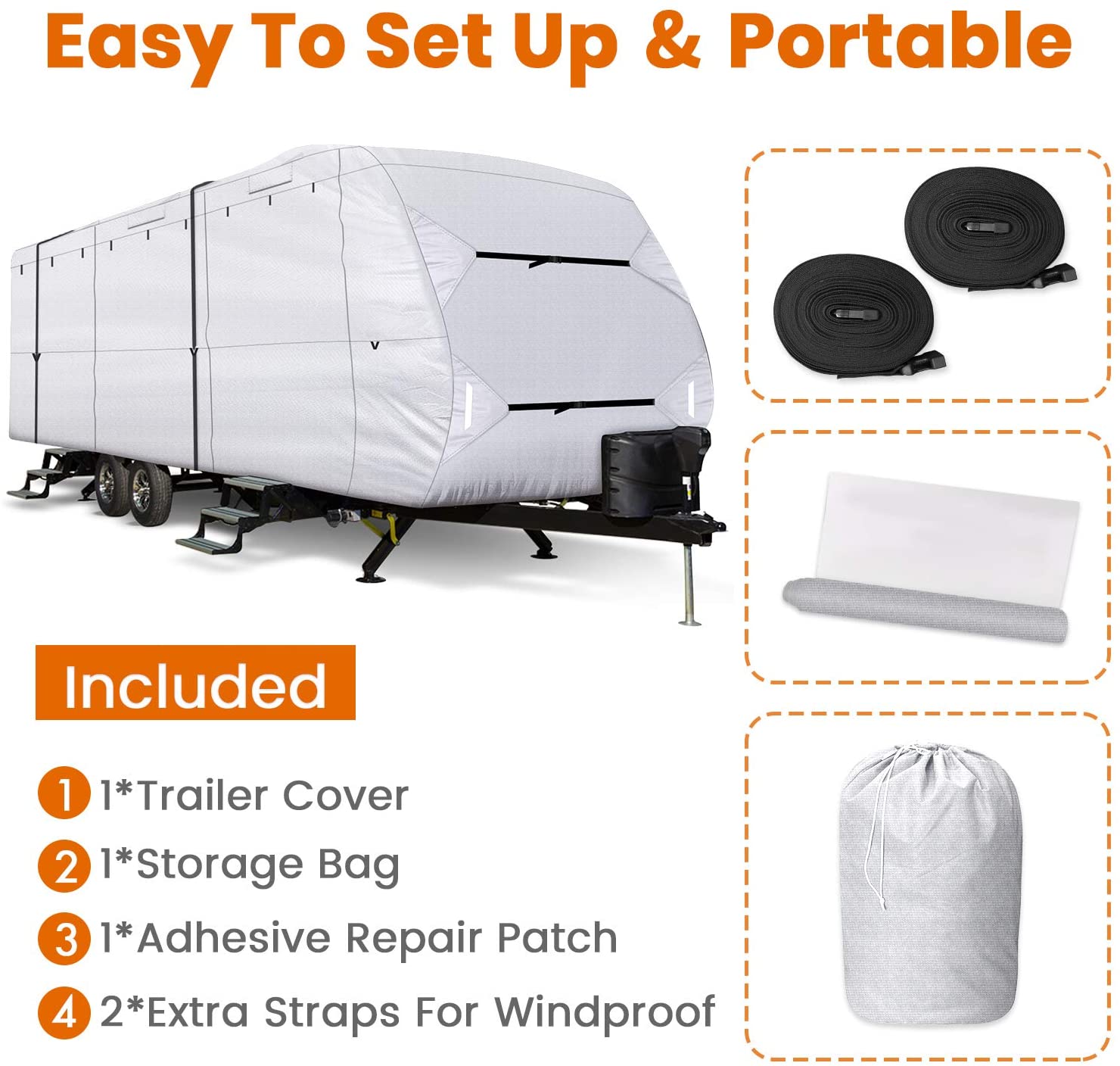leader-accessories-210d-ripstop-diamond-travel-trailer-rv-cover-waterproof-sizes image 2
