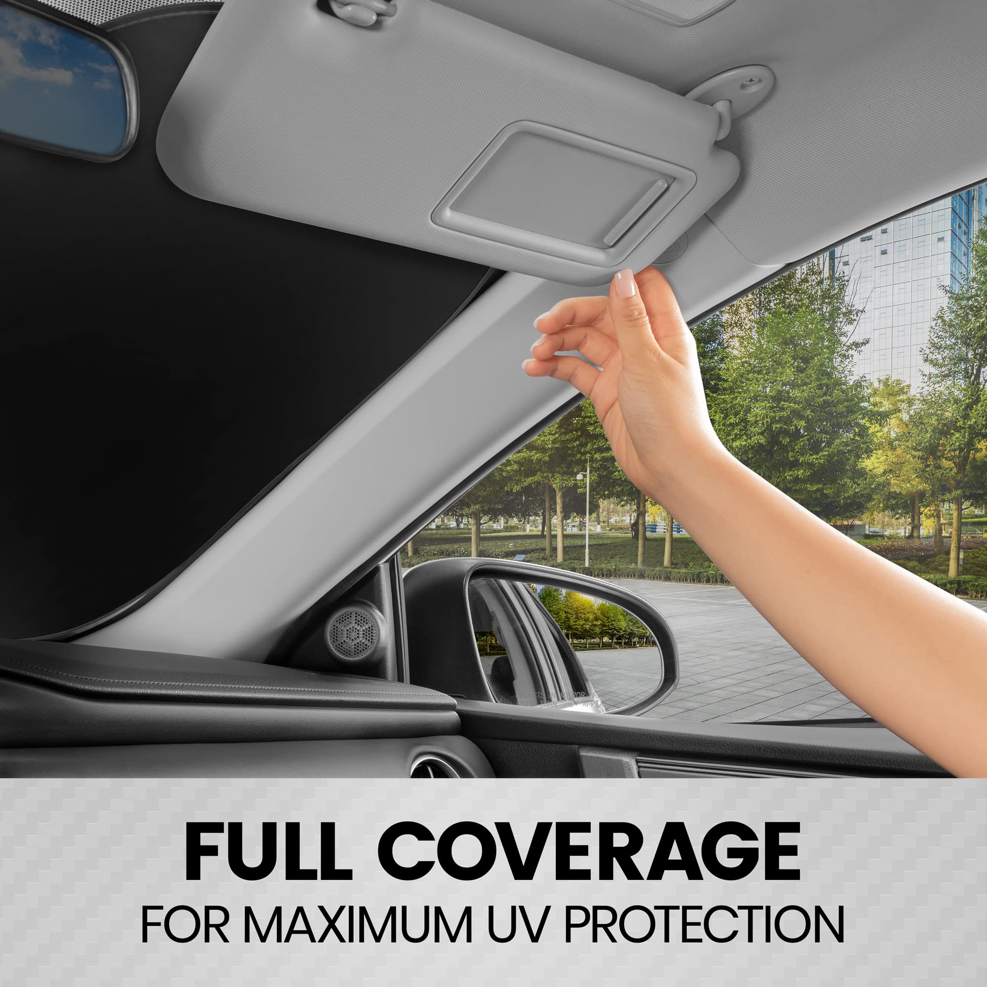 bdk-2-piece-metallic-charcoal-gray-car-window-sun-shade-universal-front-windshie image 5