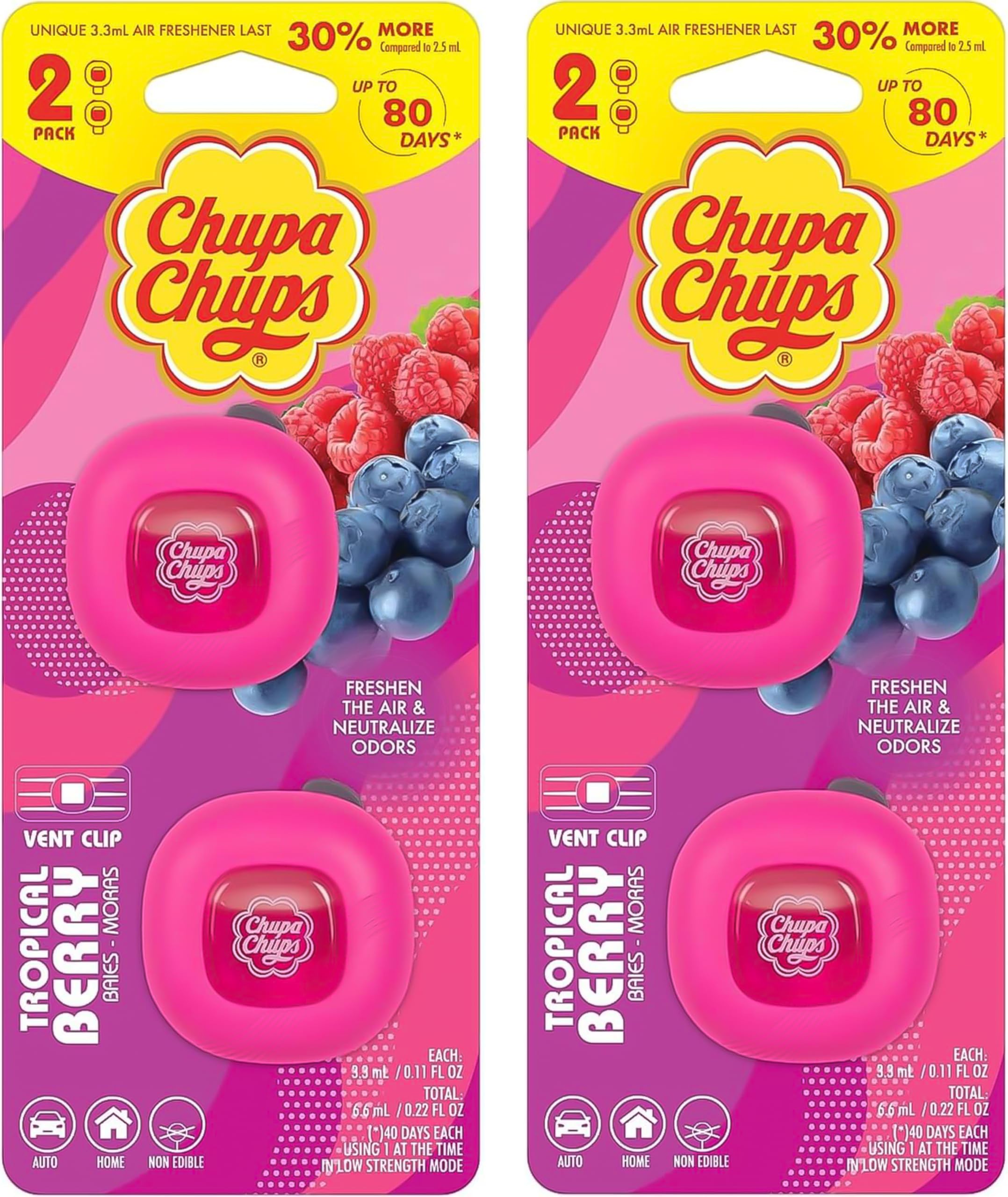 chupa-chups-car-air-freshener-by-bdk-tropical-berry-2-pack-4-clips-total-long-la image 1