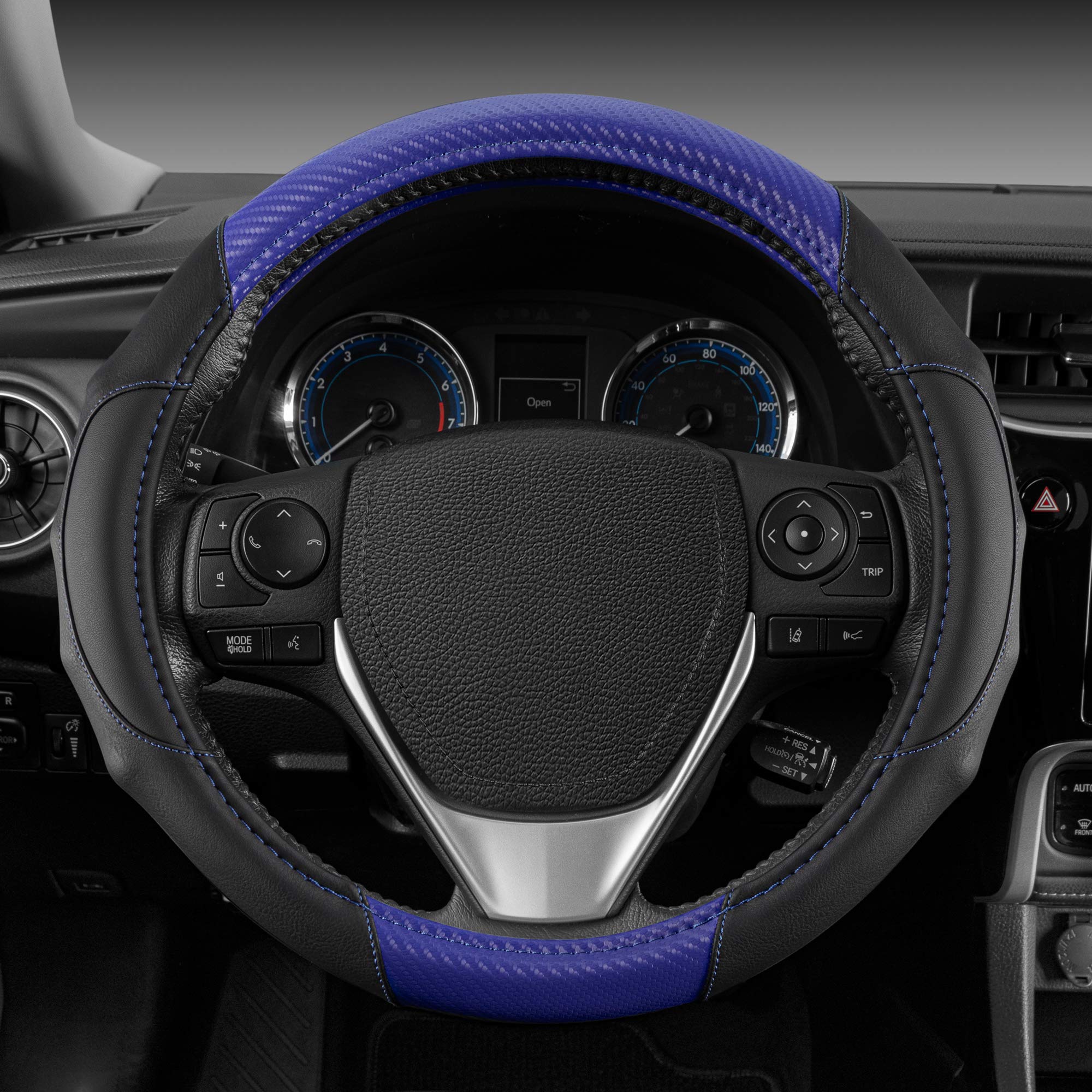 bdk-gripdrive-carbon-fiber-steering-wheel-cover-sporty-faux-leather-fits-15-inch image 3