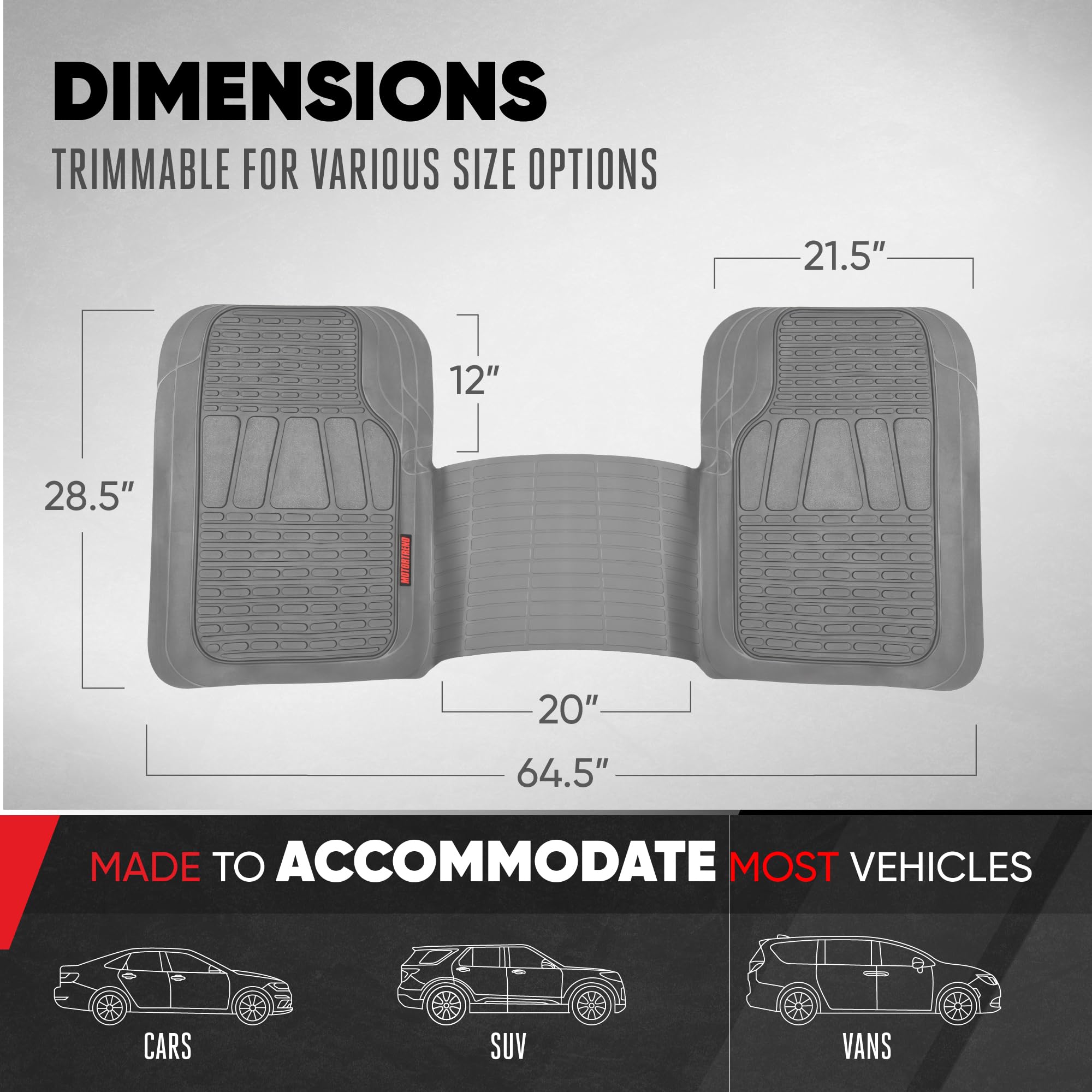 bdk-motor-trend-wingrunner-rubber-rear-floor-mat-liner-universal-all-weather-pro image 4
