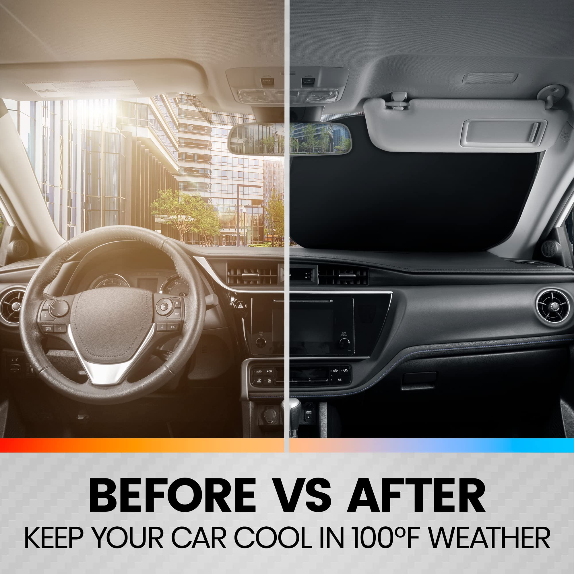 bdk-2-piece-metallic-charcoal-gray-car-window-sun-shade-universal-front-windshie image 6
