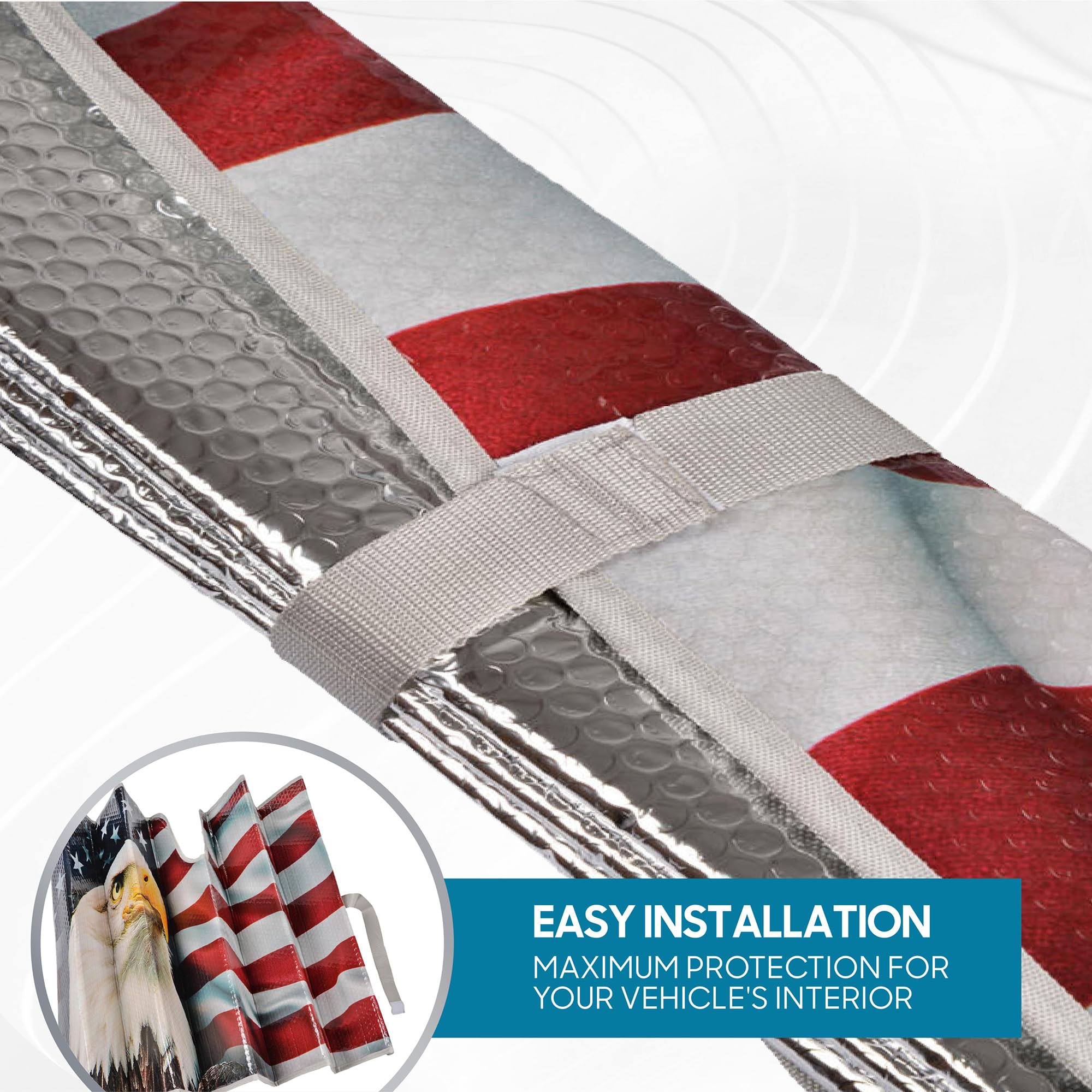 bdk-usa-patriotic-eagle-american-flag-windshield-sun-shade-58-x-28-accordion-fol image 5