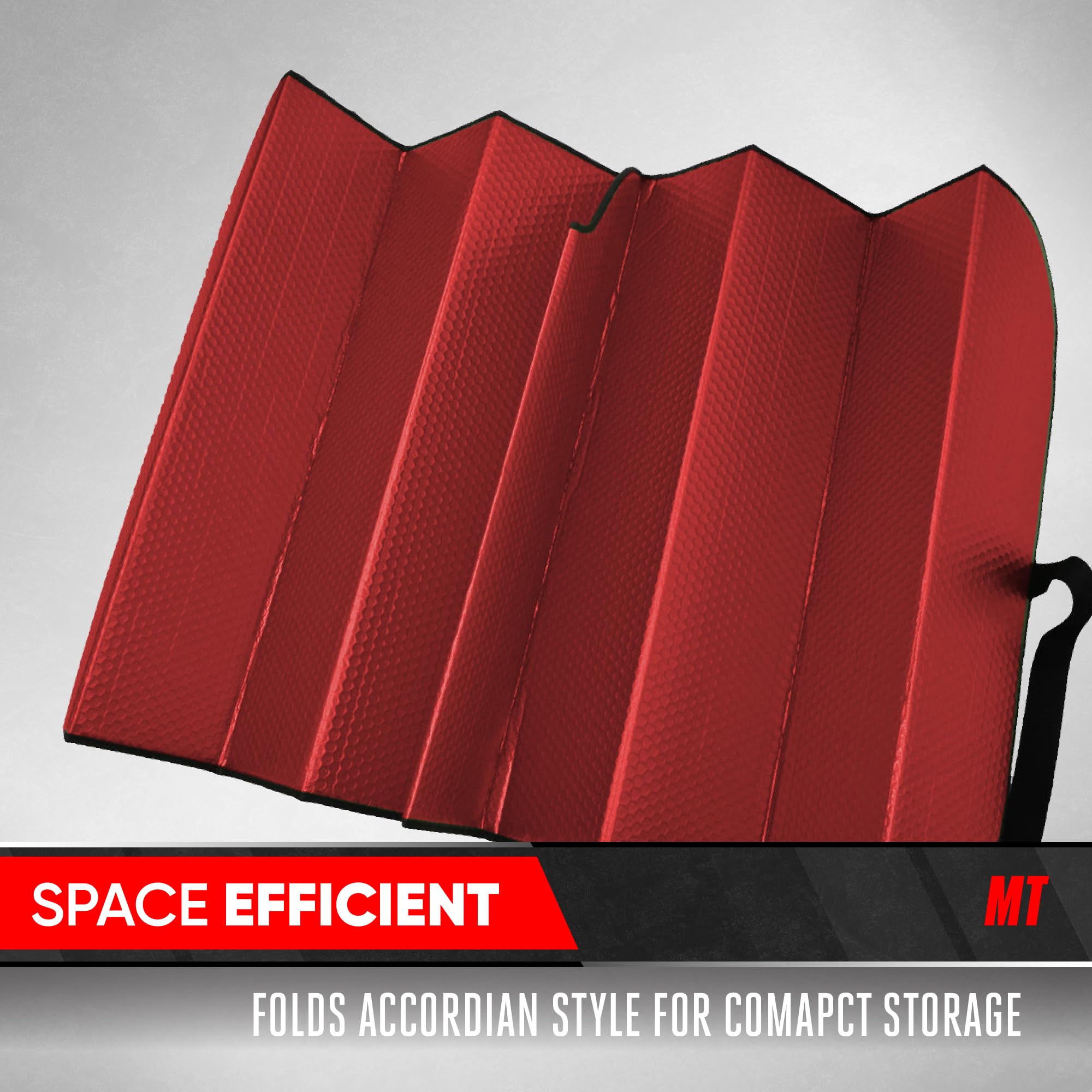 motor-trend-jumbo-accordion-windshield-sun-shade-66-x-27-red-uv-protection-unive image 6