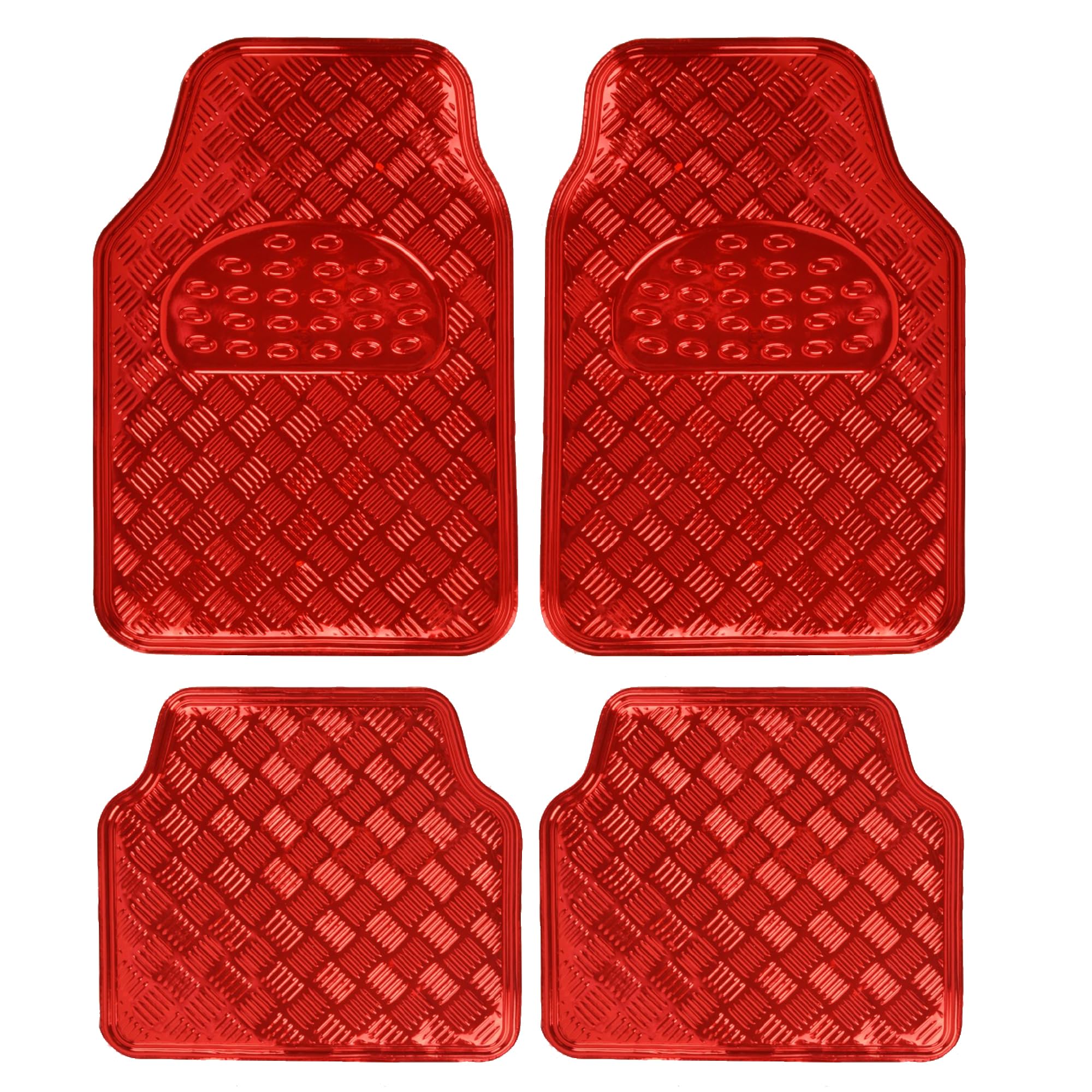 bdk-metallic-chrome-red-car-floor-mats-all-weather-universal-fit-full-set-non-sl image 1