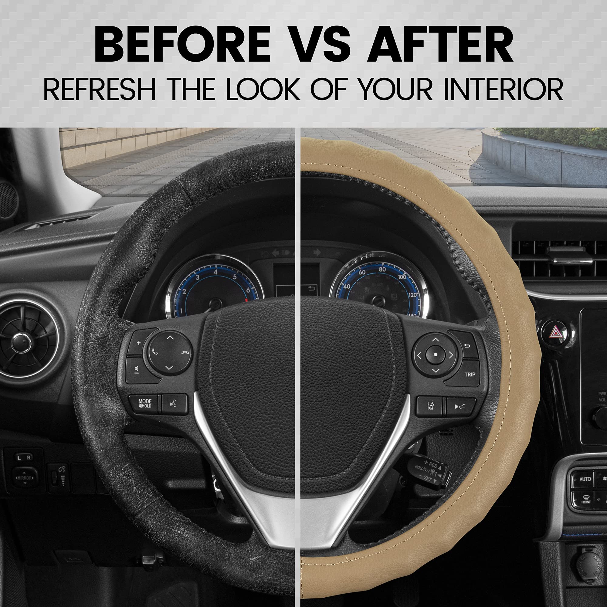 bdk-genuine-beige-leather-steering-wheel-cover-for-large-wheels-15-5-16-5-ergono image 3