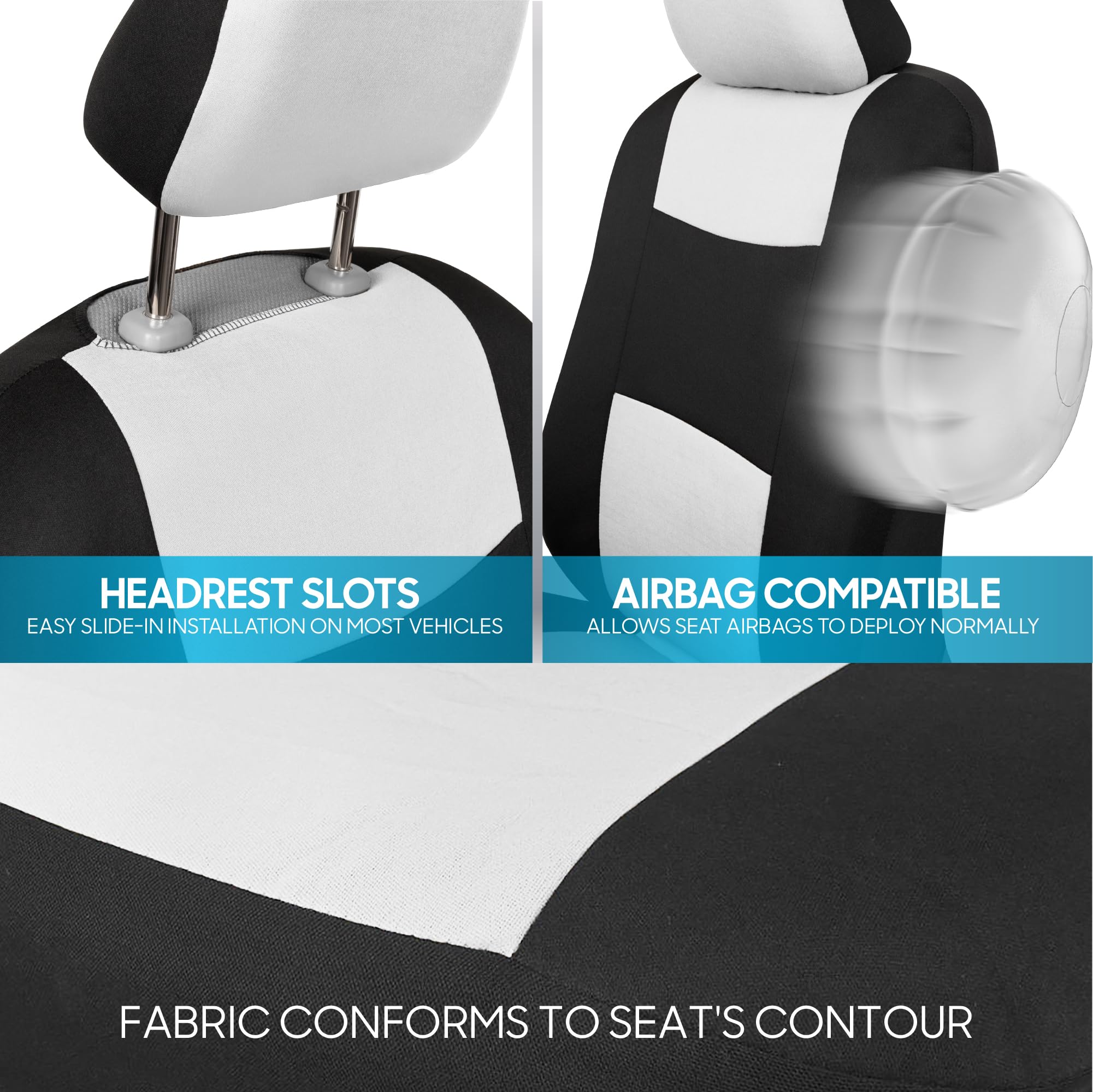 bdk-polypro-car-seat-covers-full-set-white-black-universal-fit-with-airbag-compa image 8