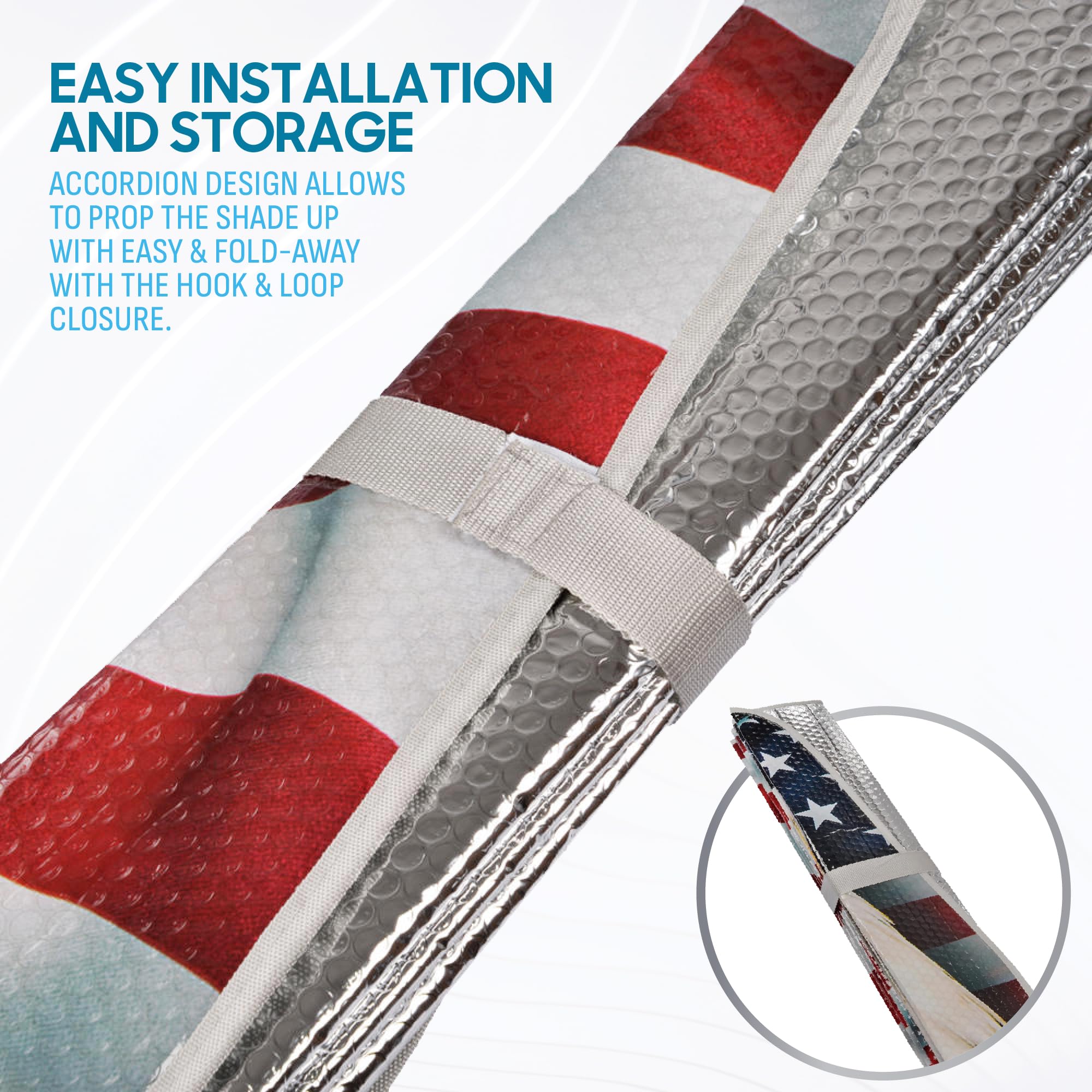 bdk-usa-patriotic-american-flag-sun-visor-for-car-windshield-58x28-inches-accord image 6
