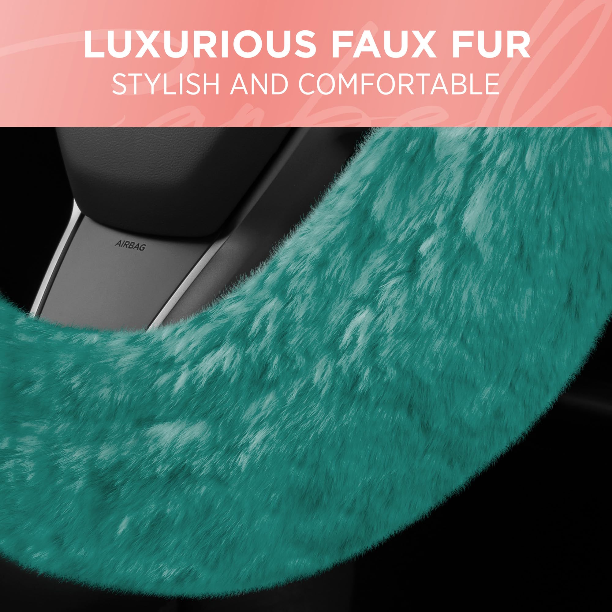 bdk-carbella-aspen-mint-fuzzy-steering-wheel-cover-for-women-plush-faux-fur-univ image 5