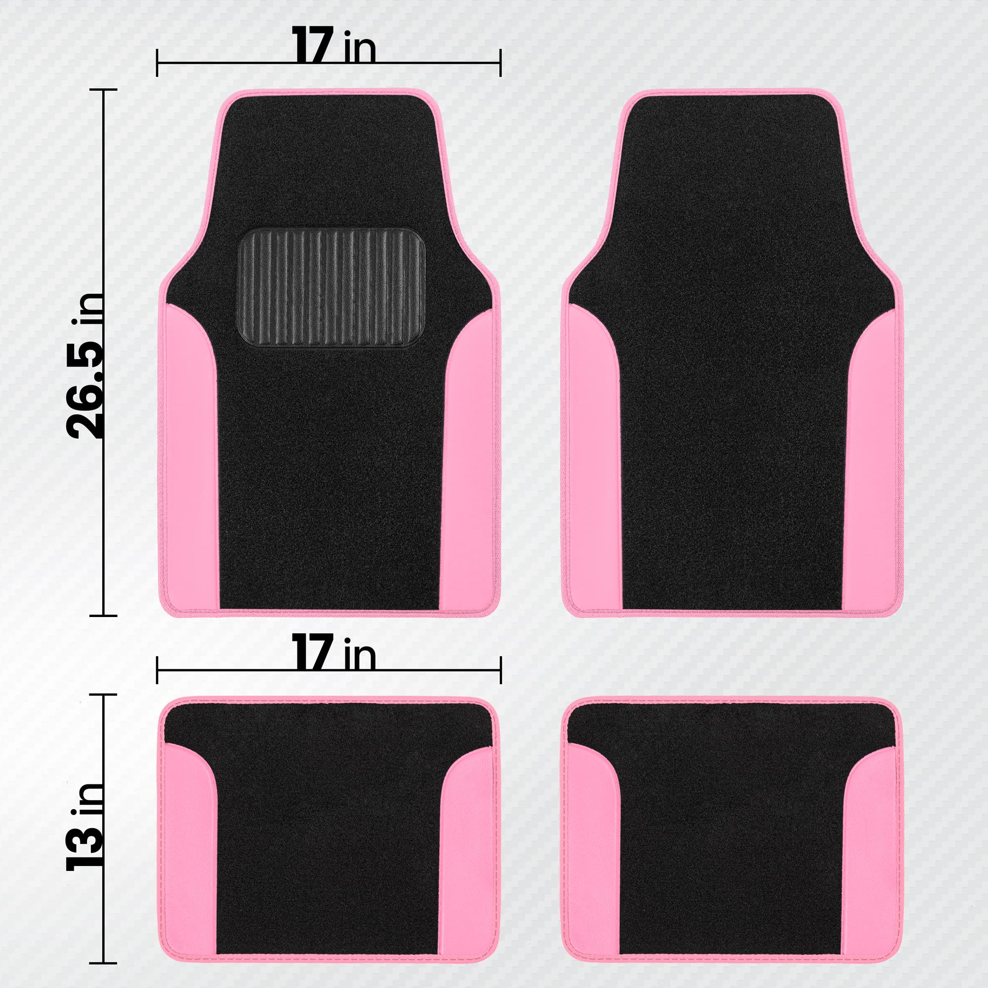 bdk-pink-carpet-two-tone-faux-leather-automotive-floor-mats-with-anti-slip-and-h image 7