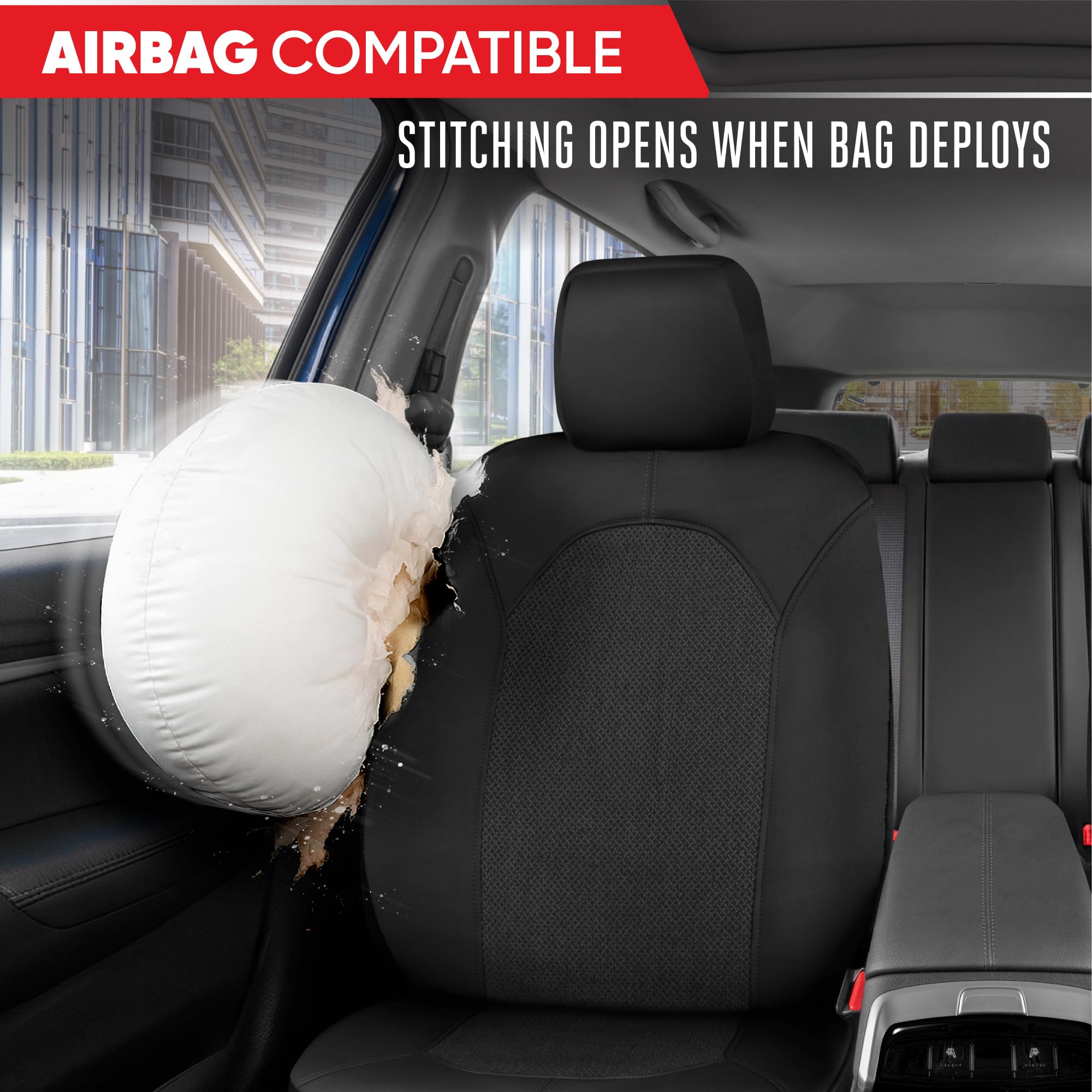 motor-trend-black-neoprene-car-seat-covers-for-2-front-seats-waterproof-spill-pr image 6